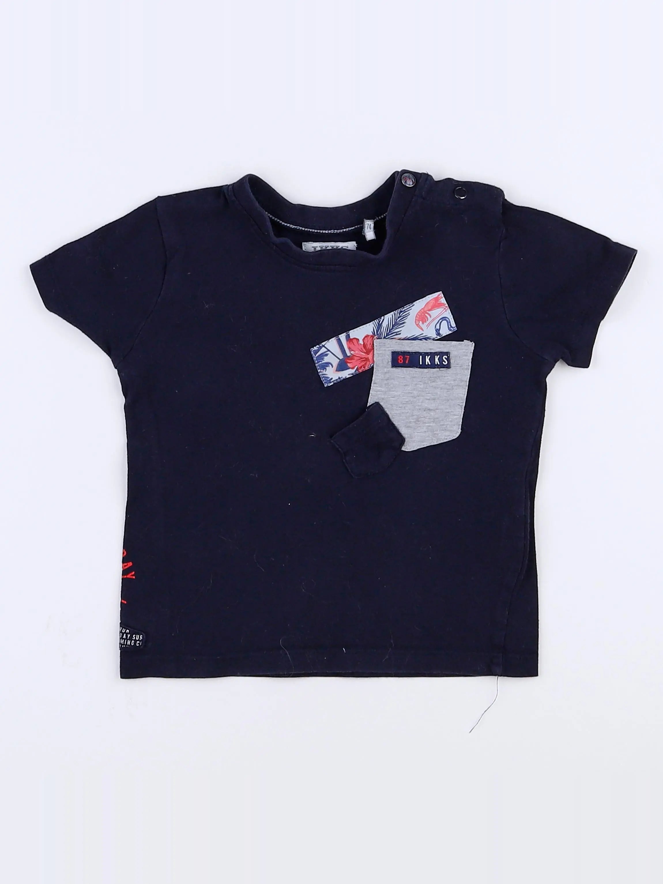 IKKS - tee-shirt bleu, rose - 12 mois