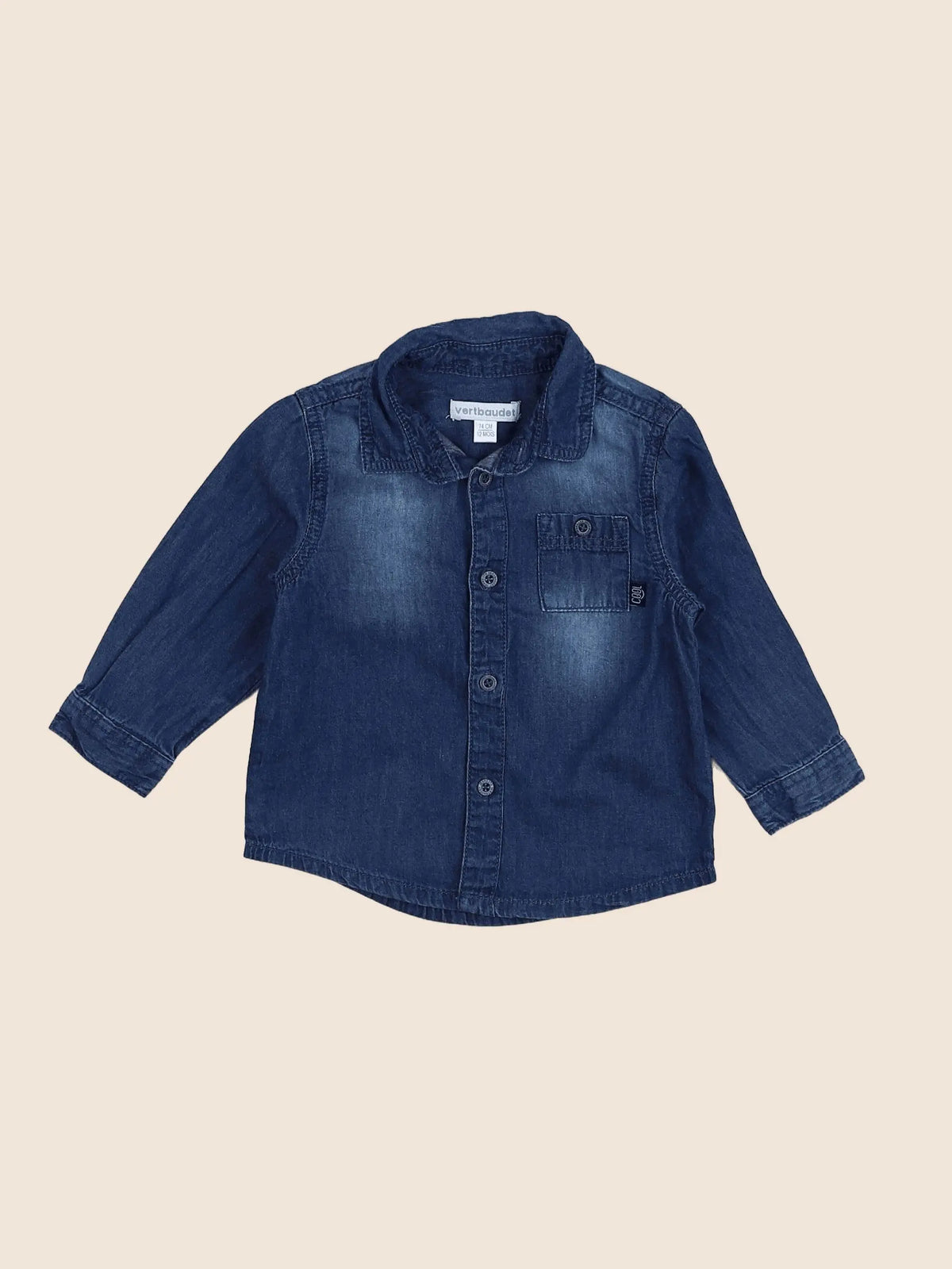 Vertbaudet - chemise bleu - 12 mois