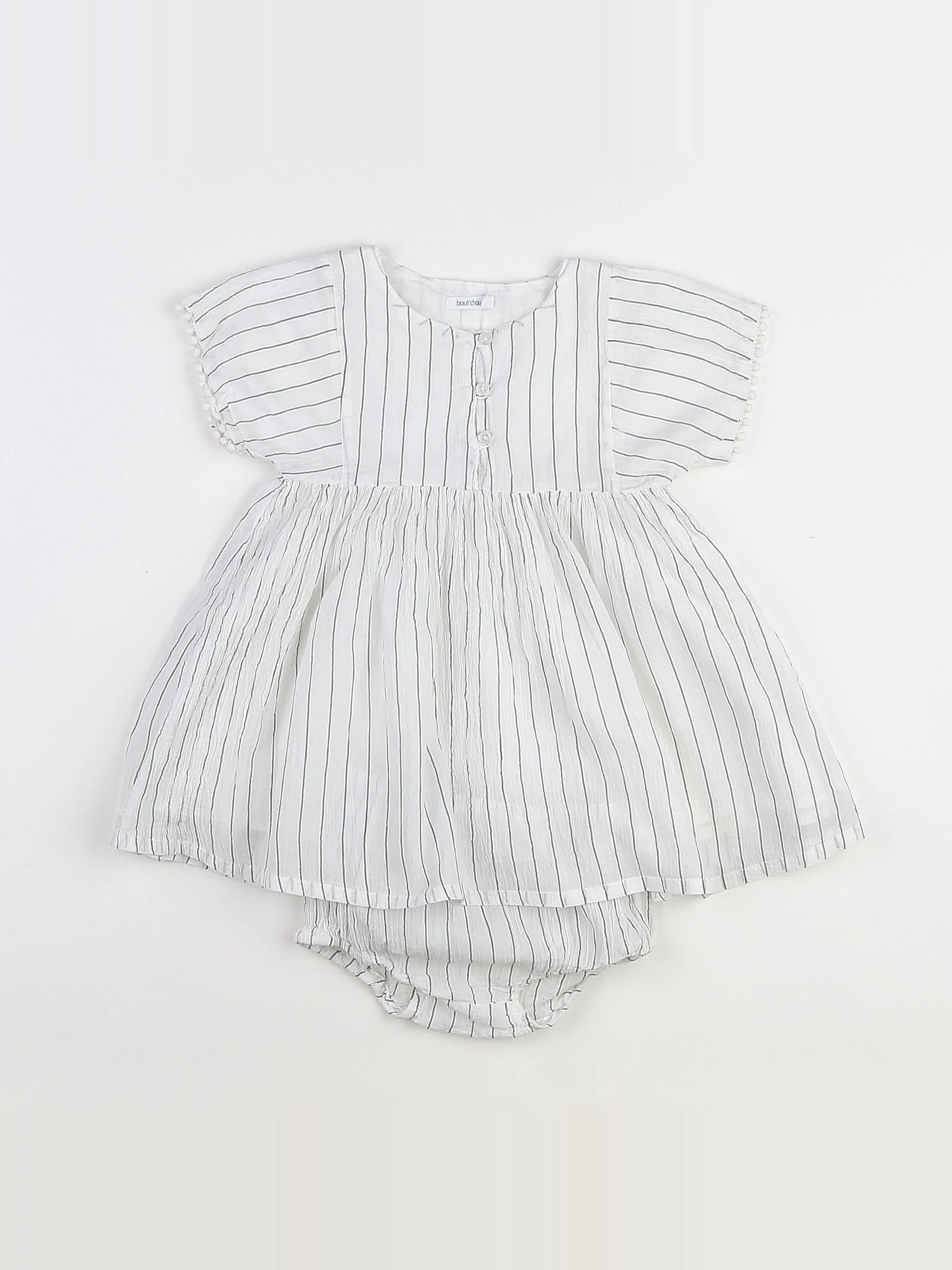 Boutchou - robe blanc, bleu - 12 mois