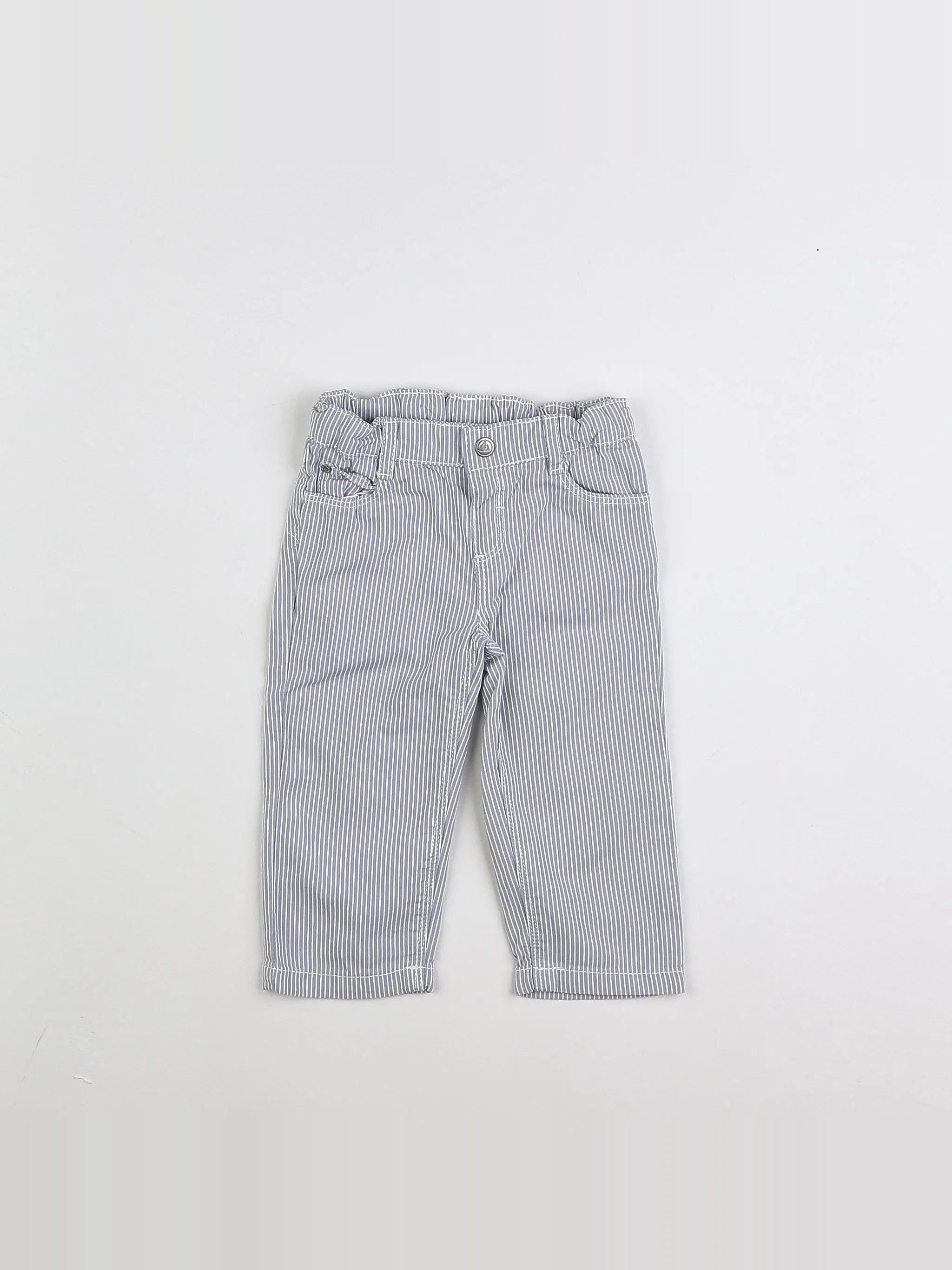 Petit Bateau - pantalon blanc, gris - 12 mois