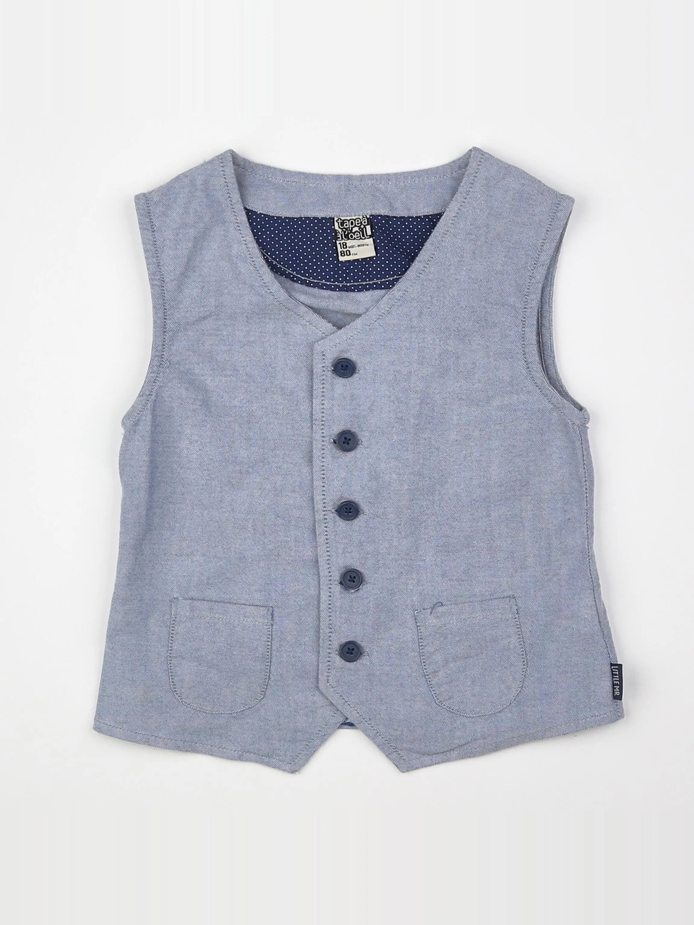 Tape à l'oeil - gilet bleu - 18 mois