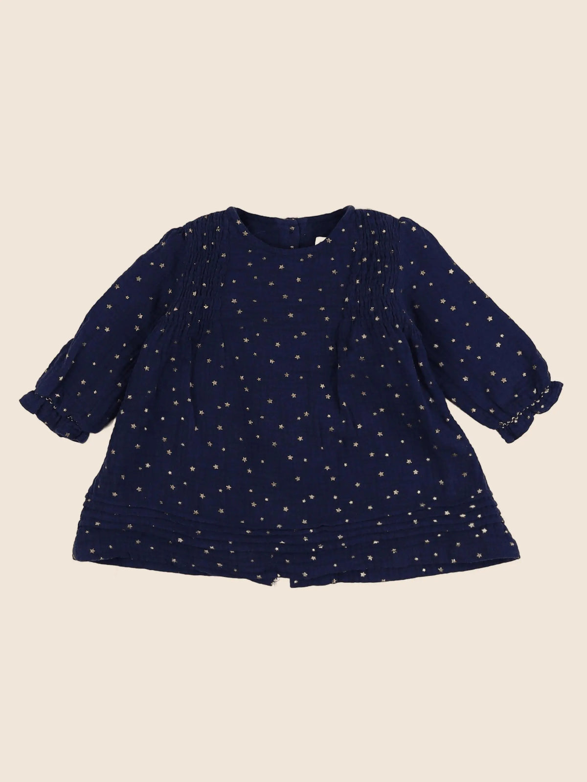Vertbaudet - robe bleu, or - 9 mois