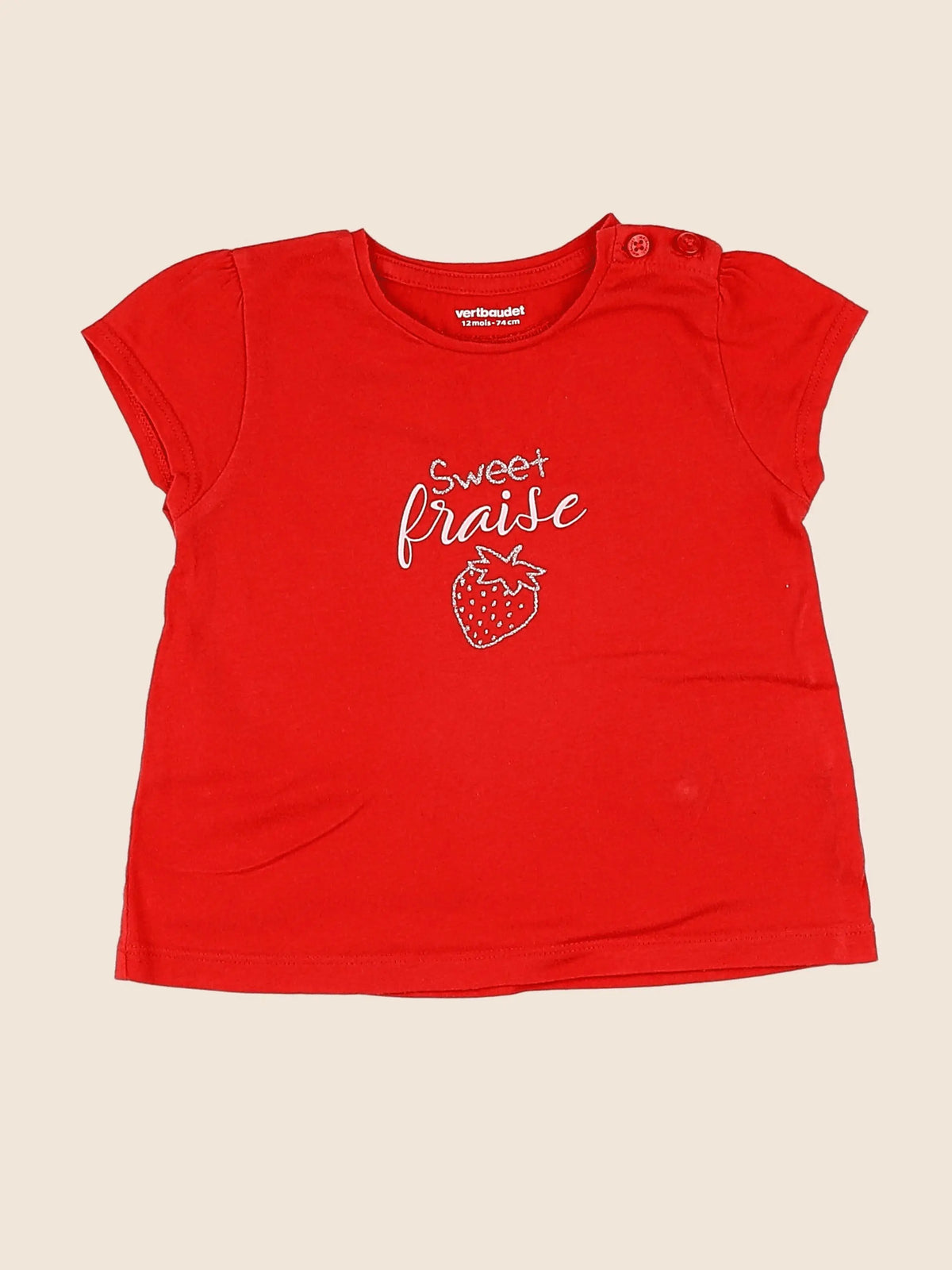 Vertbaudet - tee-shirt rose - 12 mois