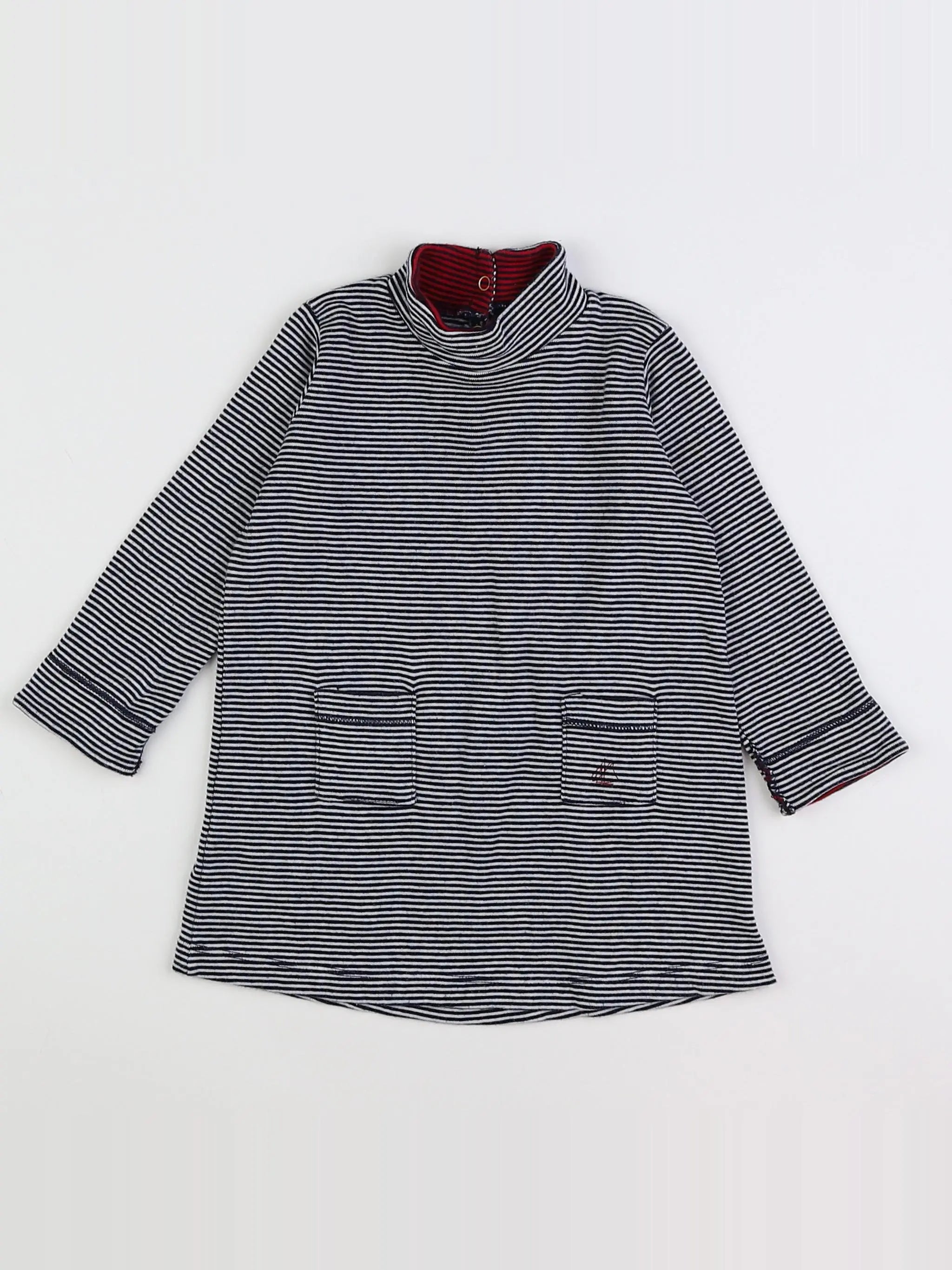 Petit Bateau - robe bleu, blanc - 6 mois