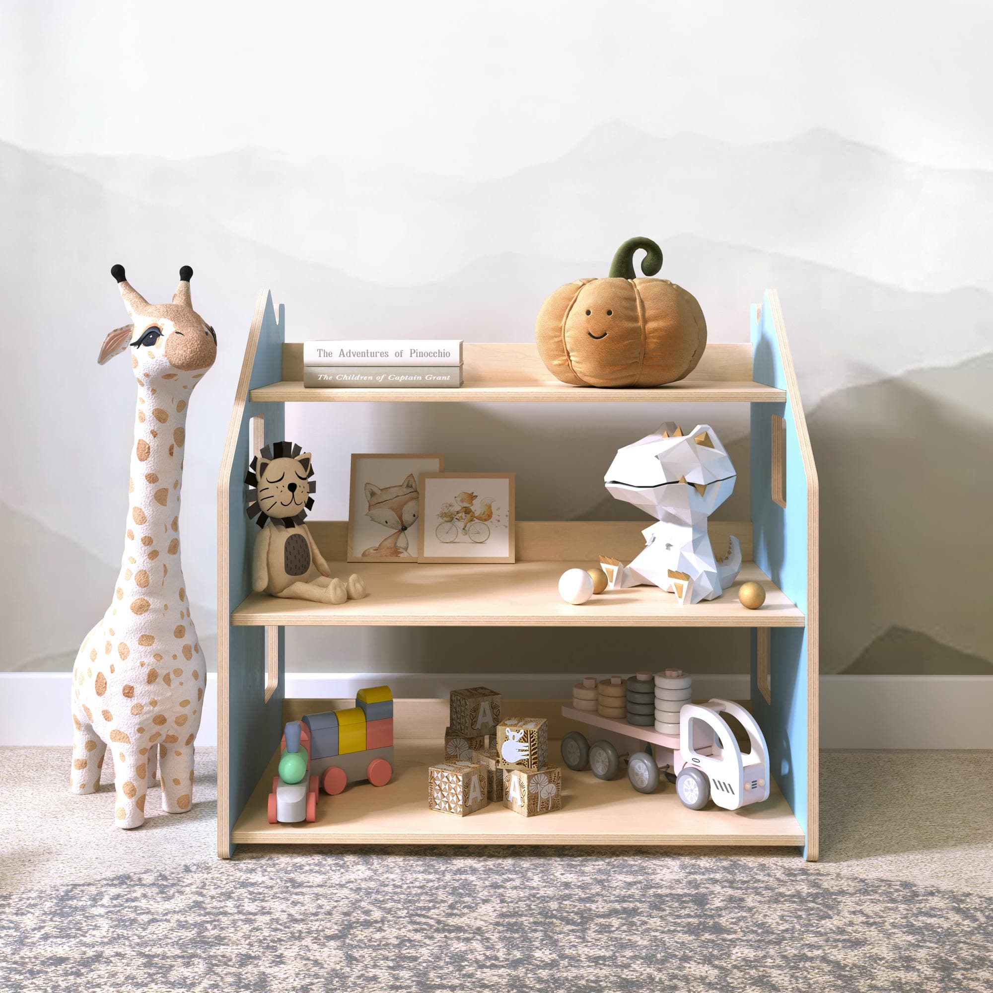 Étagère à jouets - Couleur bleu clair / rose