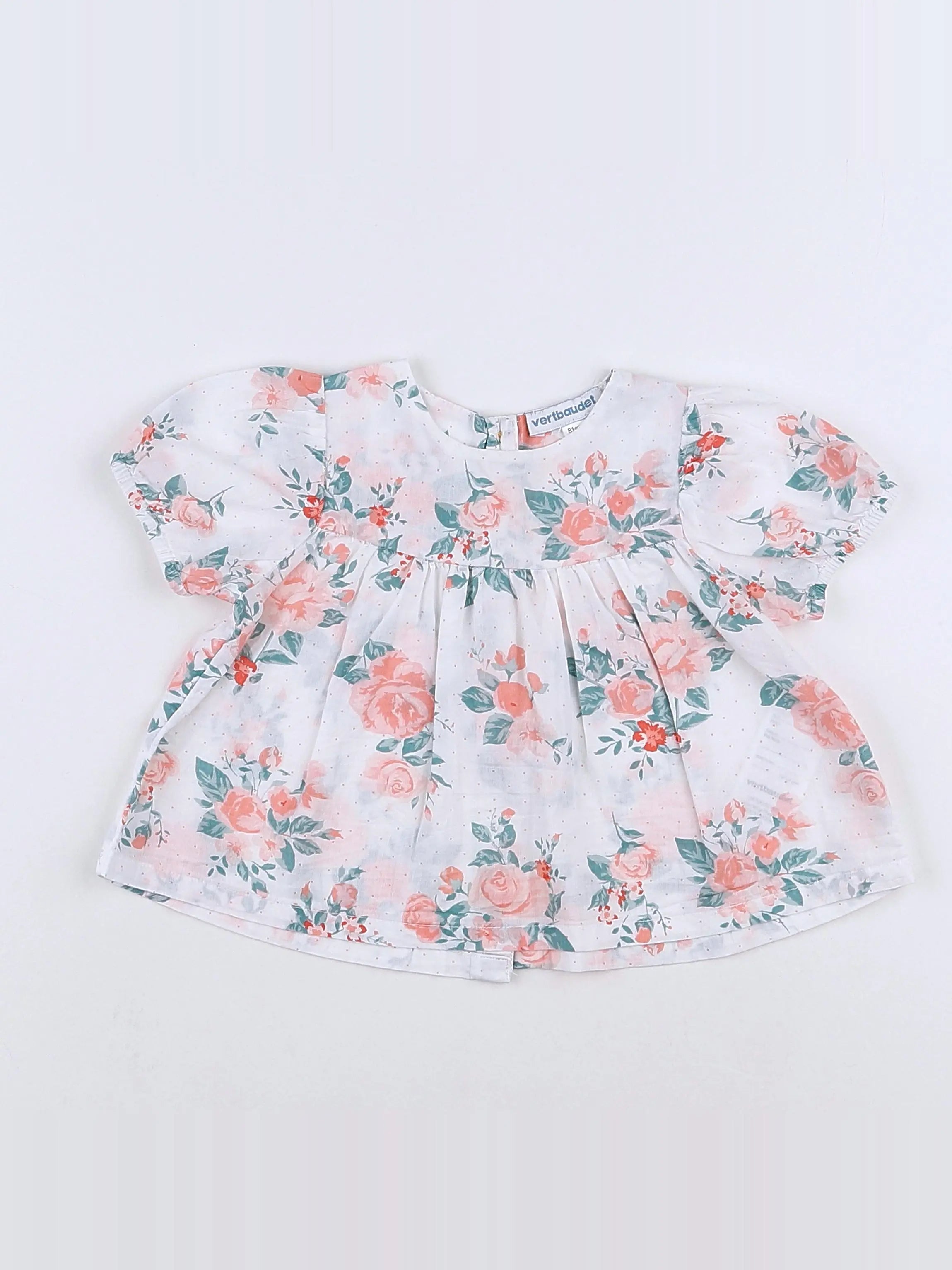 Vertbaudet - blouse blanc, rose - 18 mois