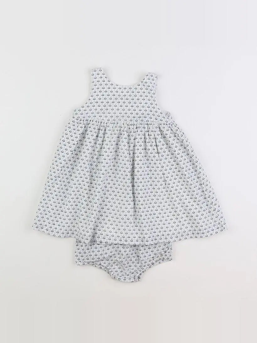Boutchou - robe blanc, bleu - 12 mois