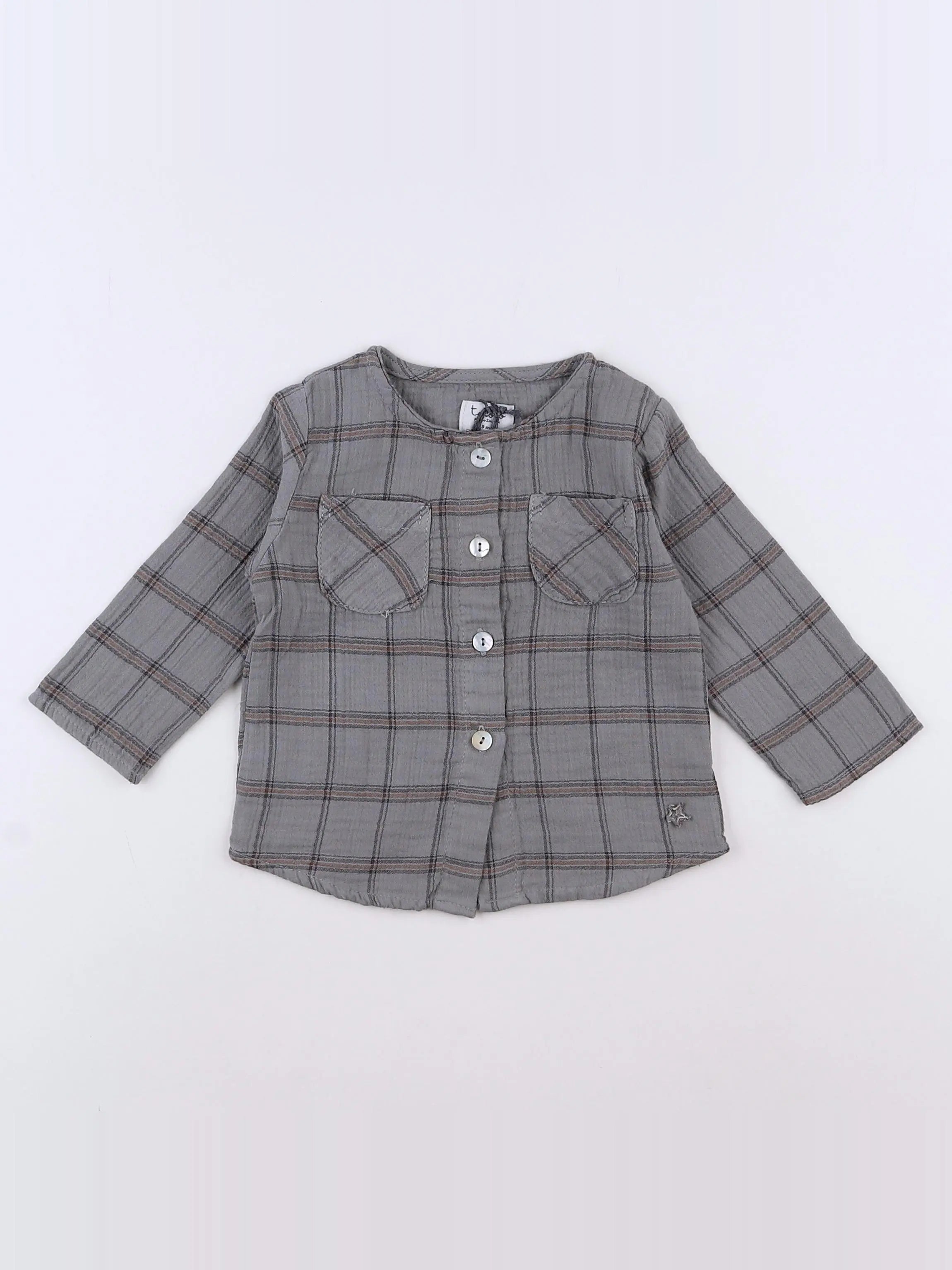 Tocoto vintage - chemise gris (état neuf) - 9 mois