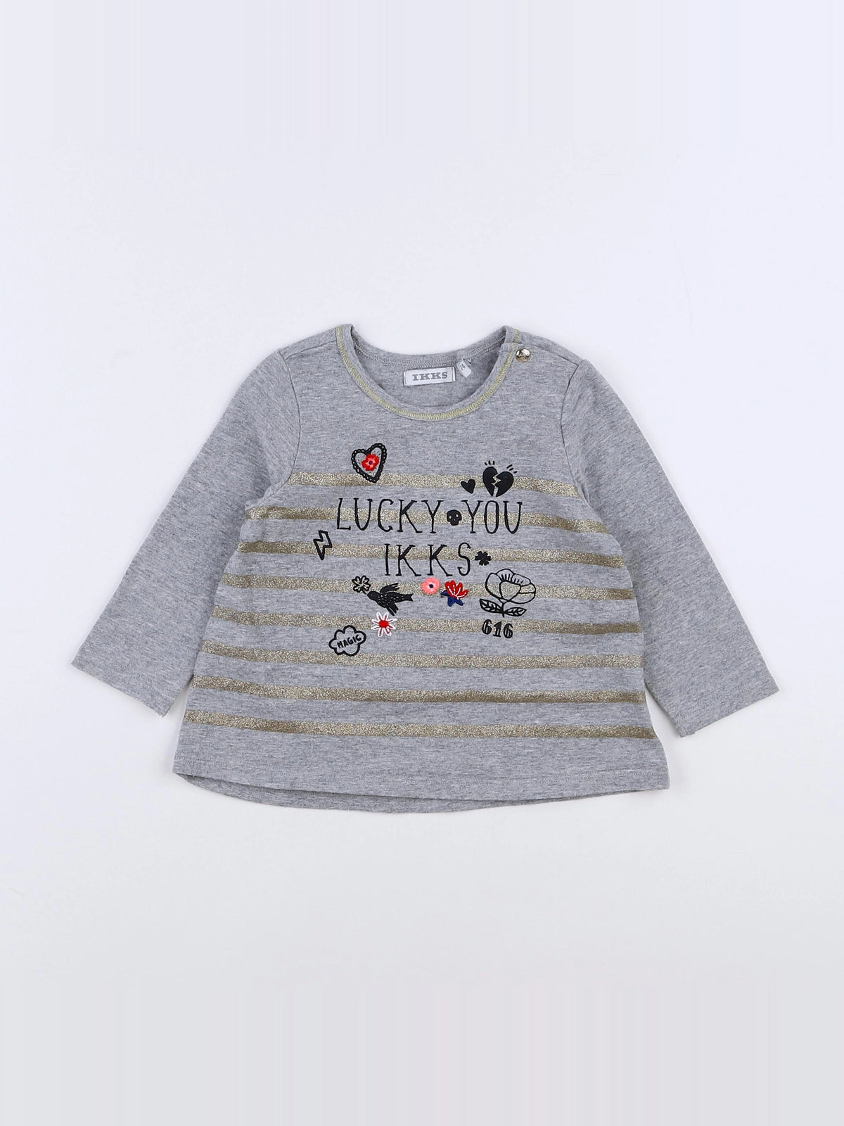 IKKS - tee-shirt gris, or - 12 mois