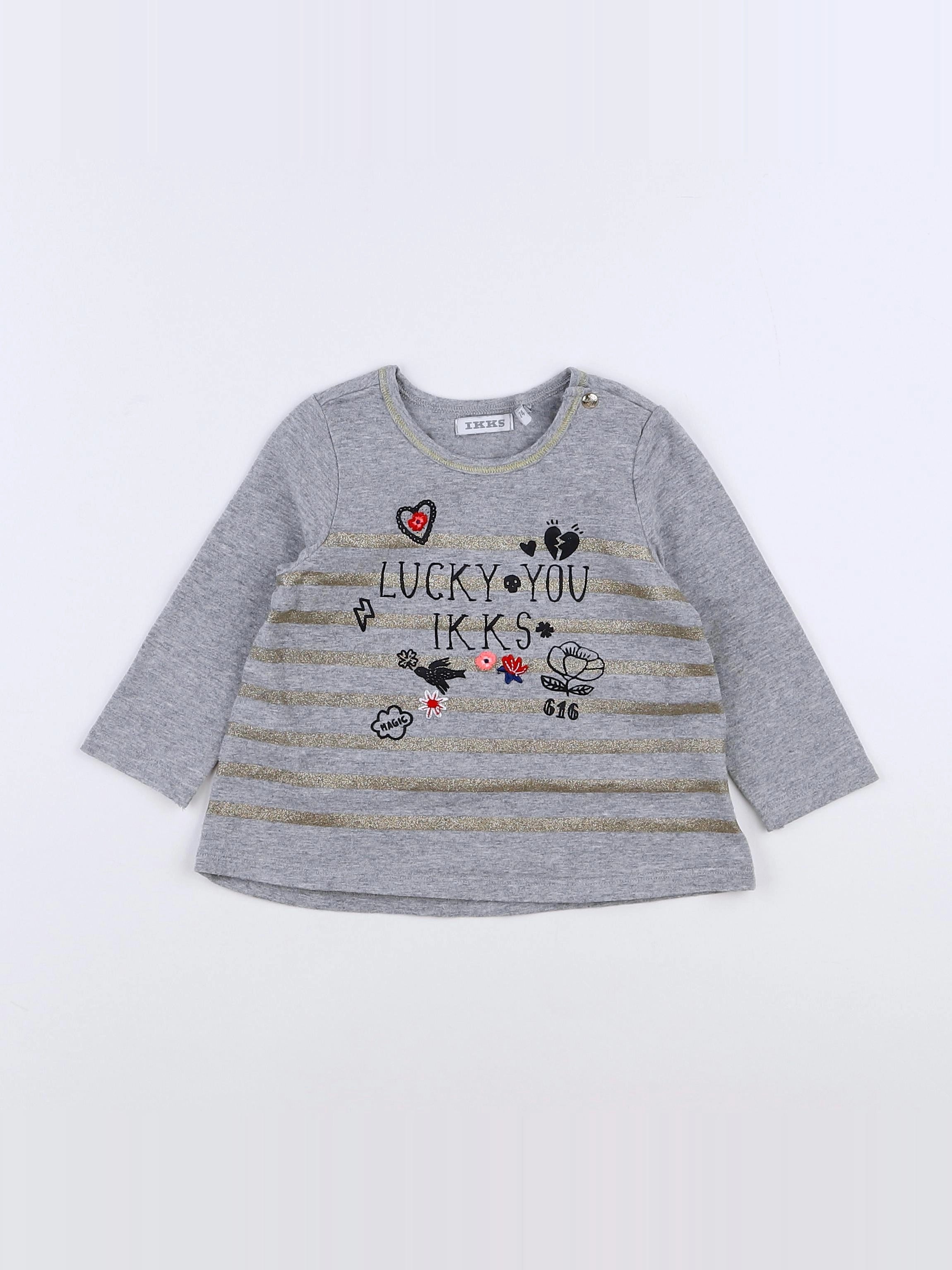 IKKS - tee-shirt gris, or - 12 mois