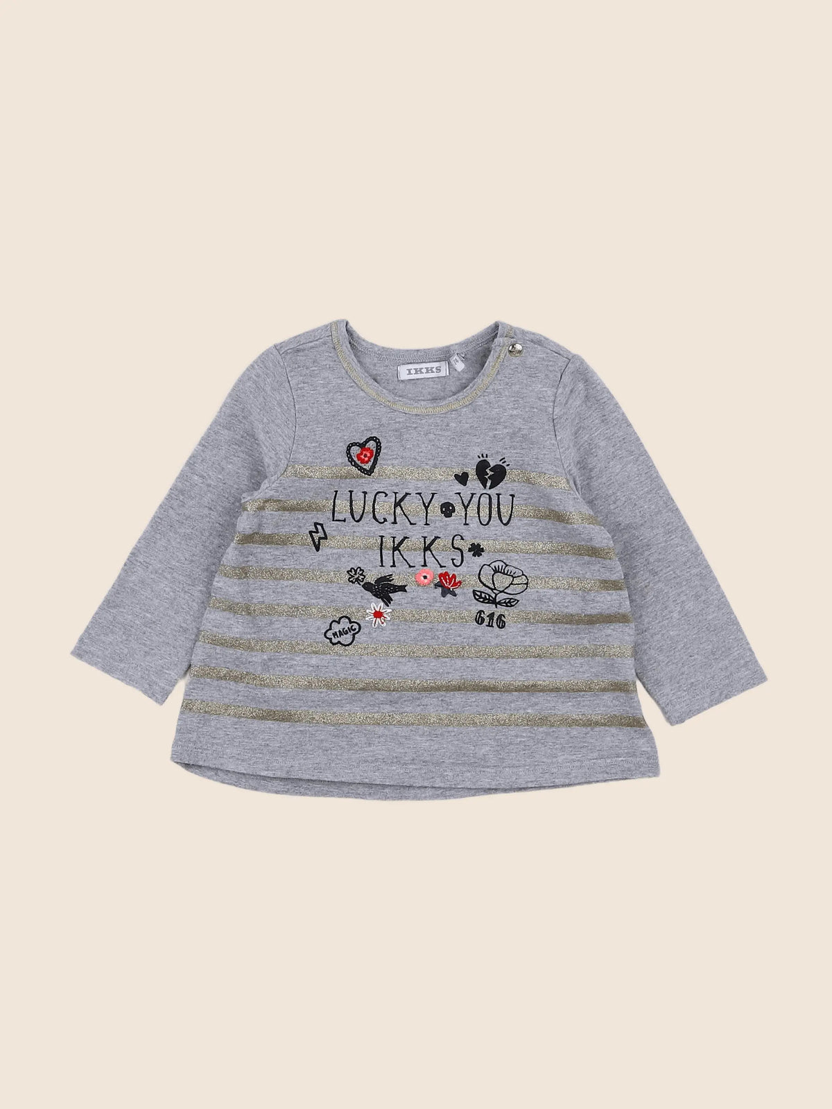 IKKS - tee-shirt gris, or - 12 mois