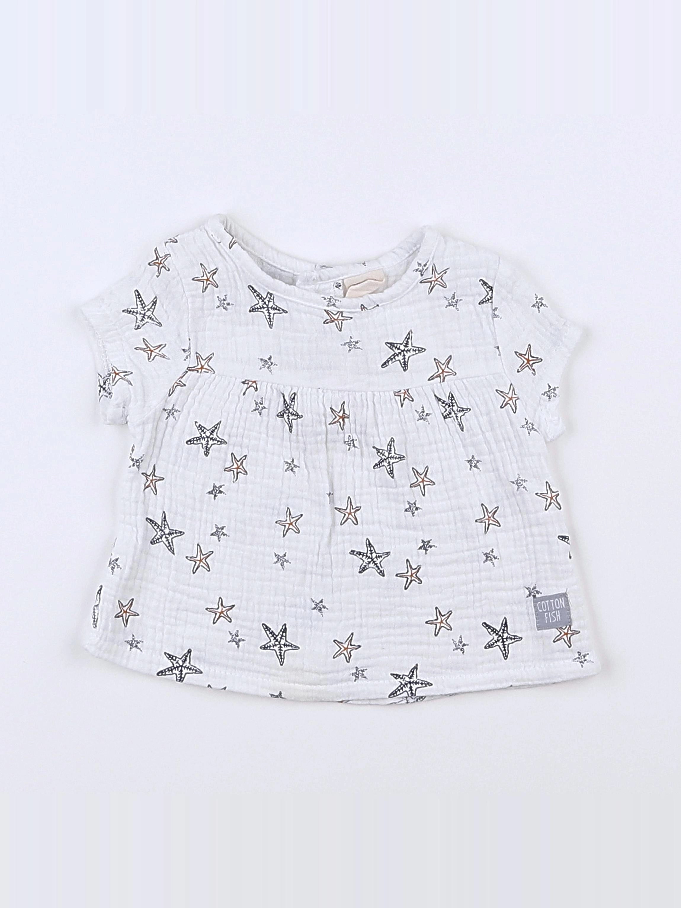 Cotton Fish - blouse blanc, bleu - 3 mois
