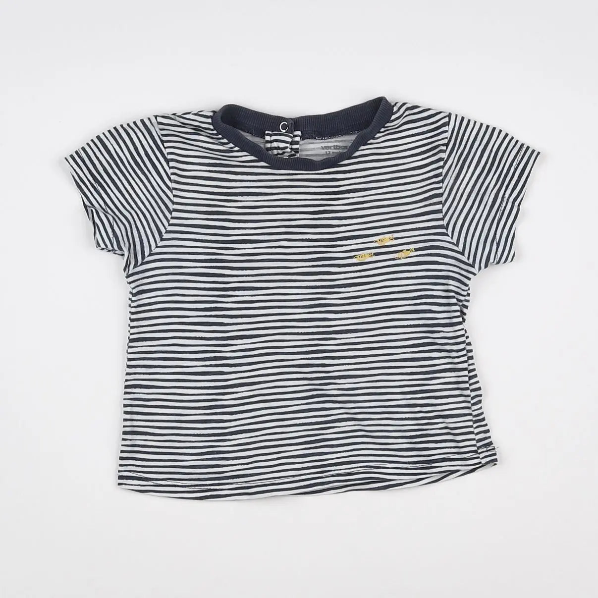 Vertbaudet - tee-shirt blanc, bleu - 12 mois