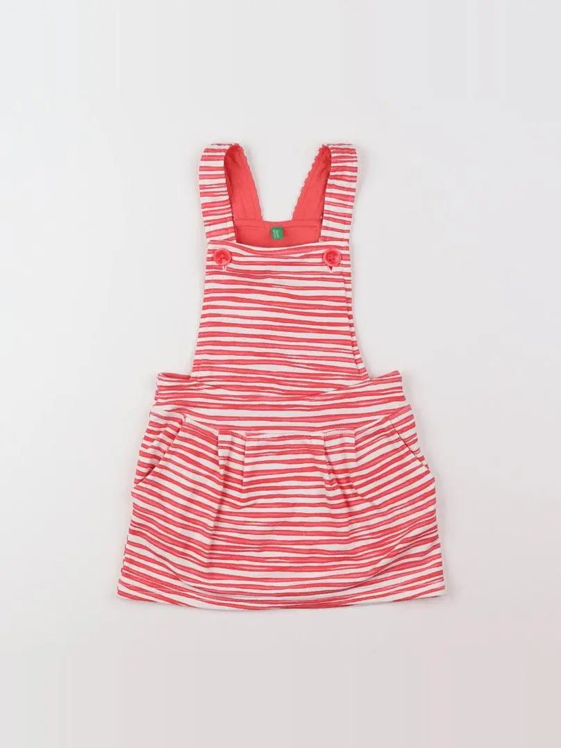 Benetton - robe blanc, rose - 12 mois