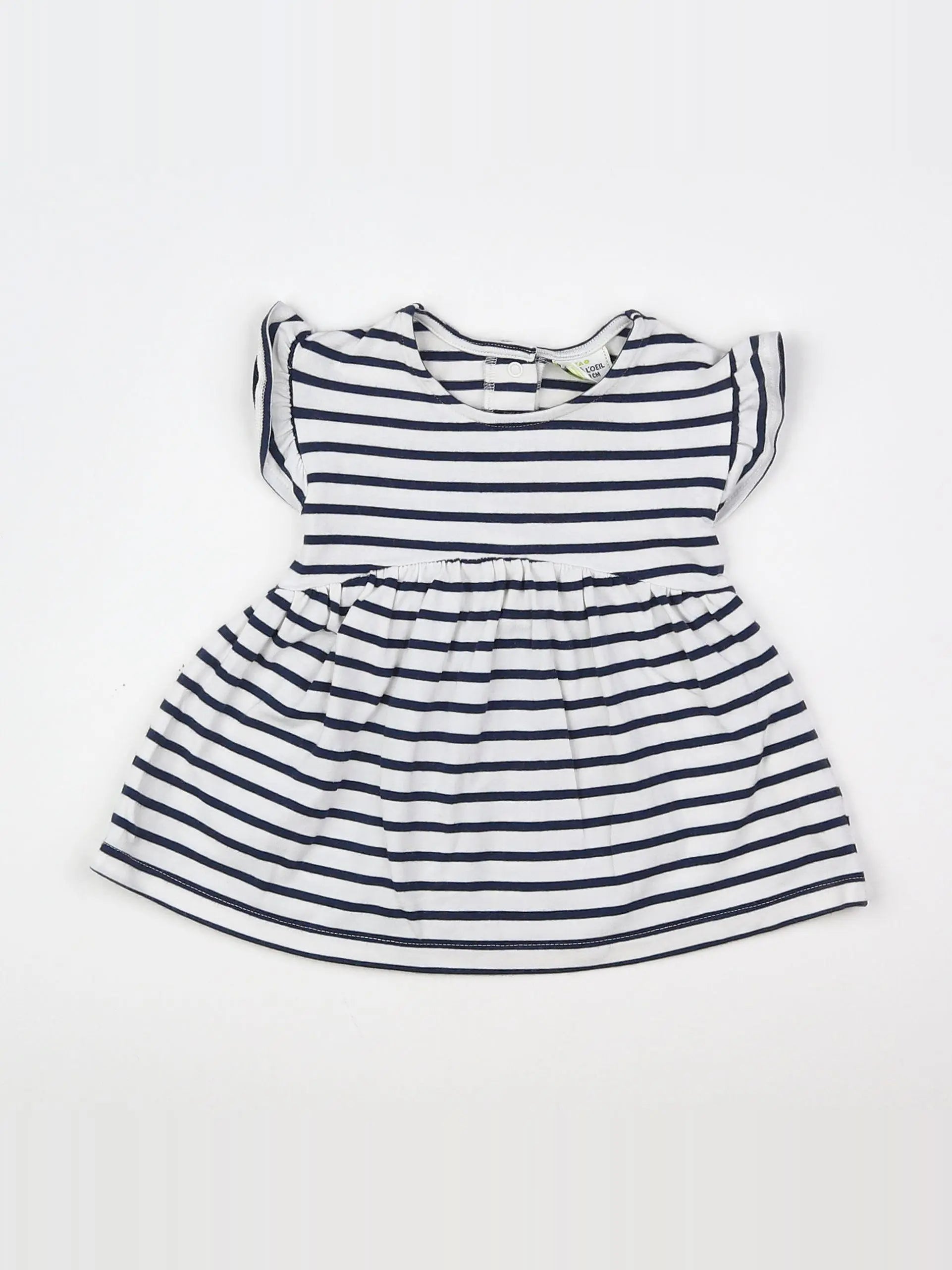Tape à l'oeil - robe blanc, bleu - 3 mois