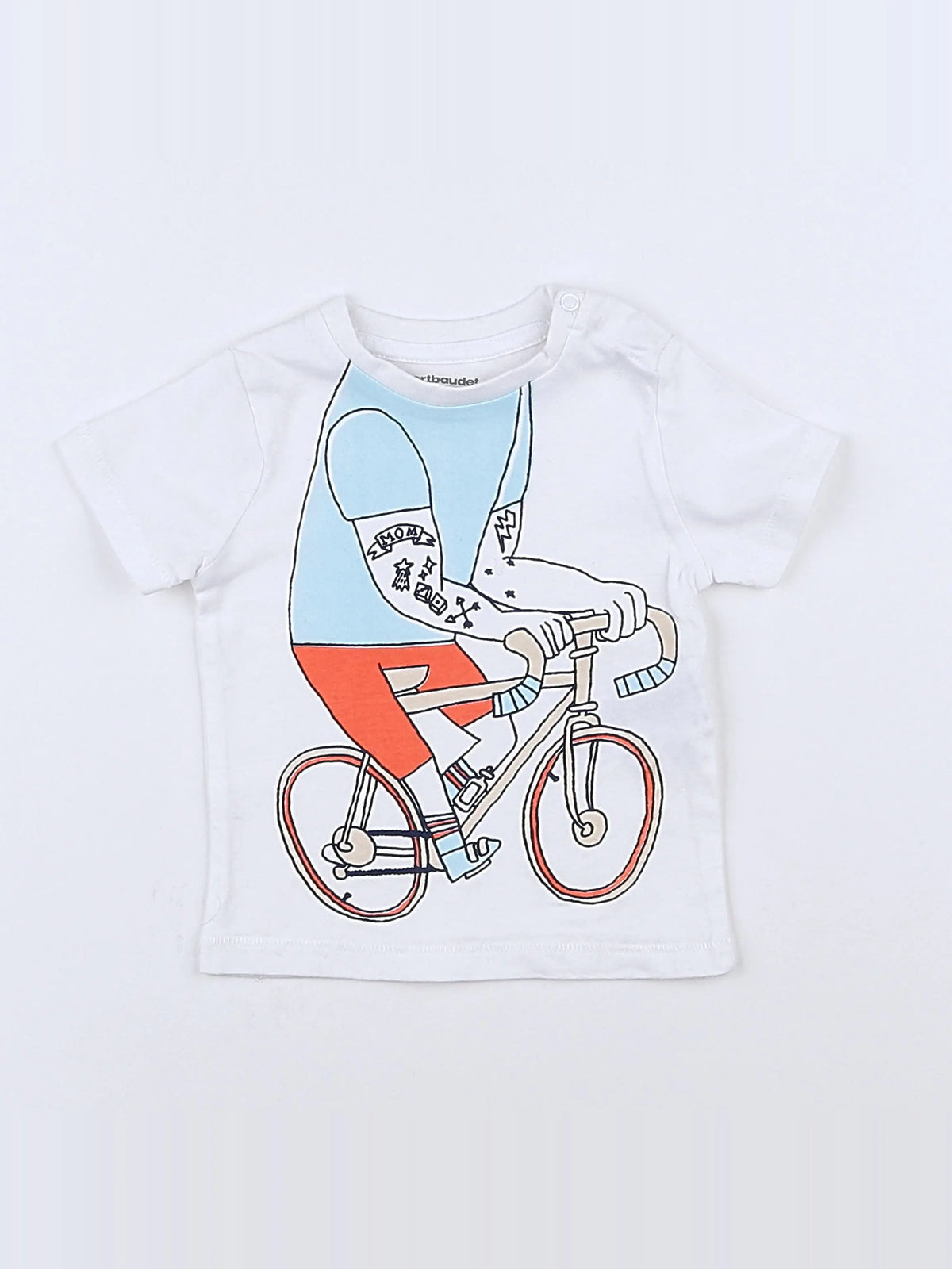 Vertbaudet - tee-shirt blanc, bleu - 3 mois