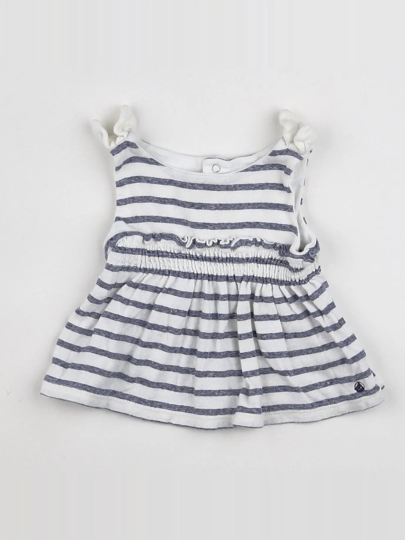 Petit Bateau - robe blanc, bleu - 6 mois