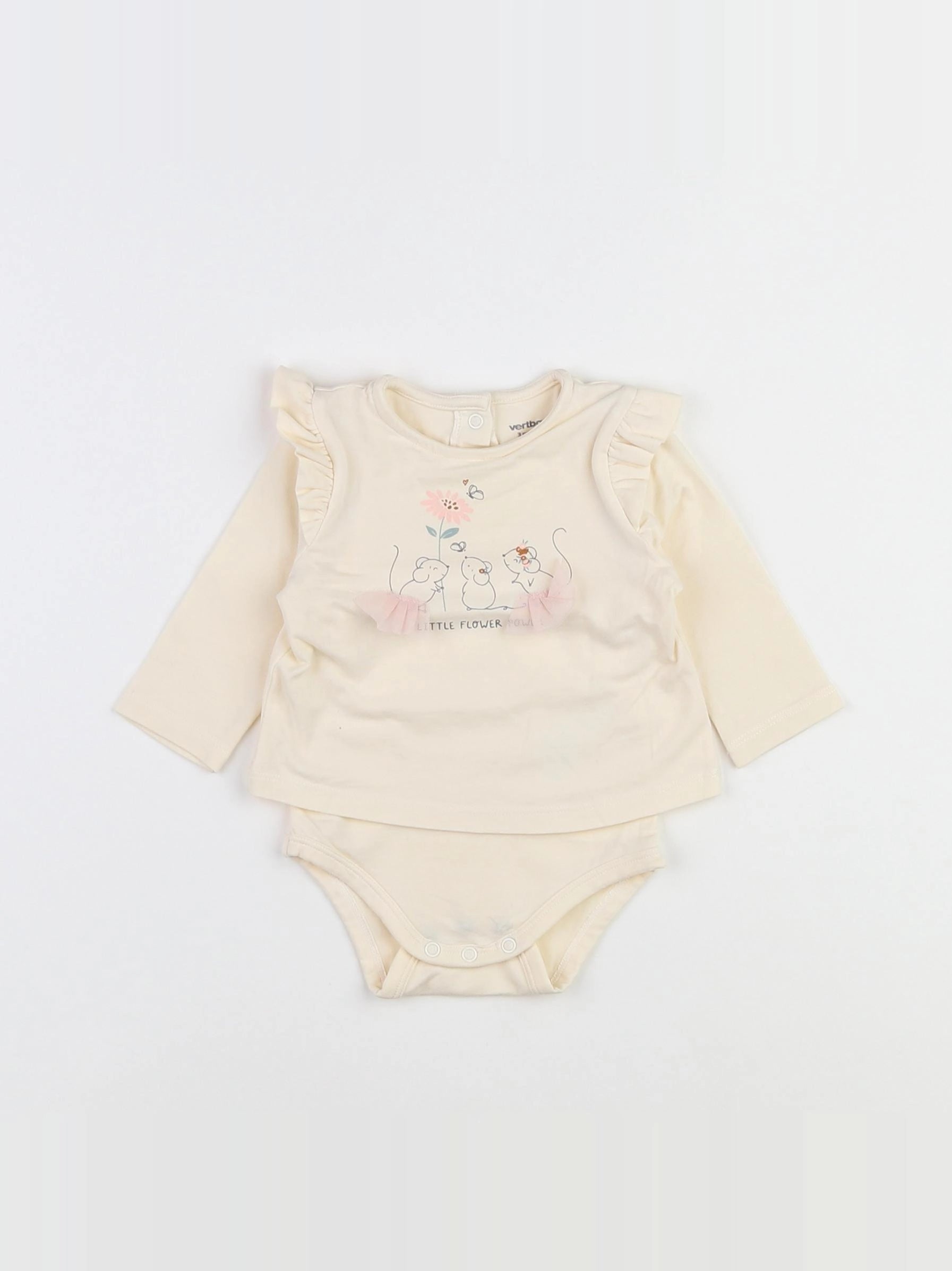 Vertbaudet - body vetement beige - 3 mois