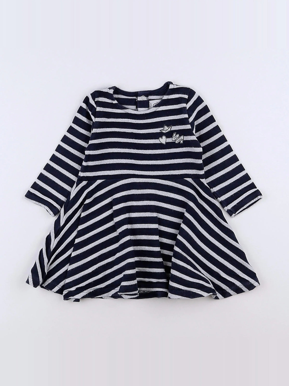 Petit Bateau - robe bleu, argent - 12 mois