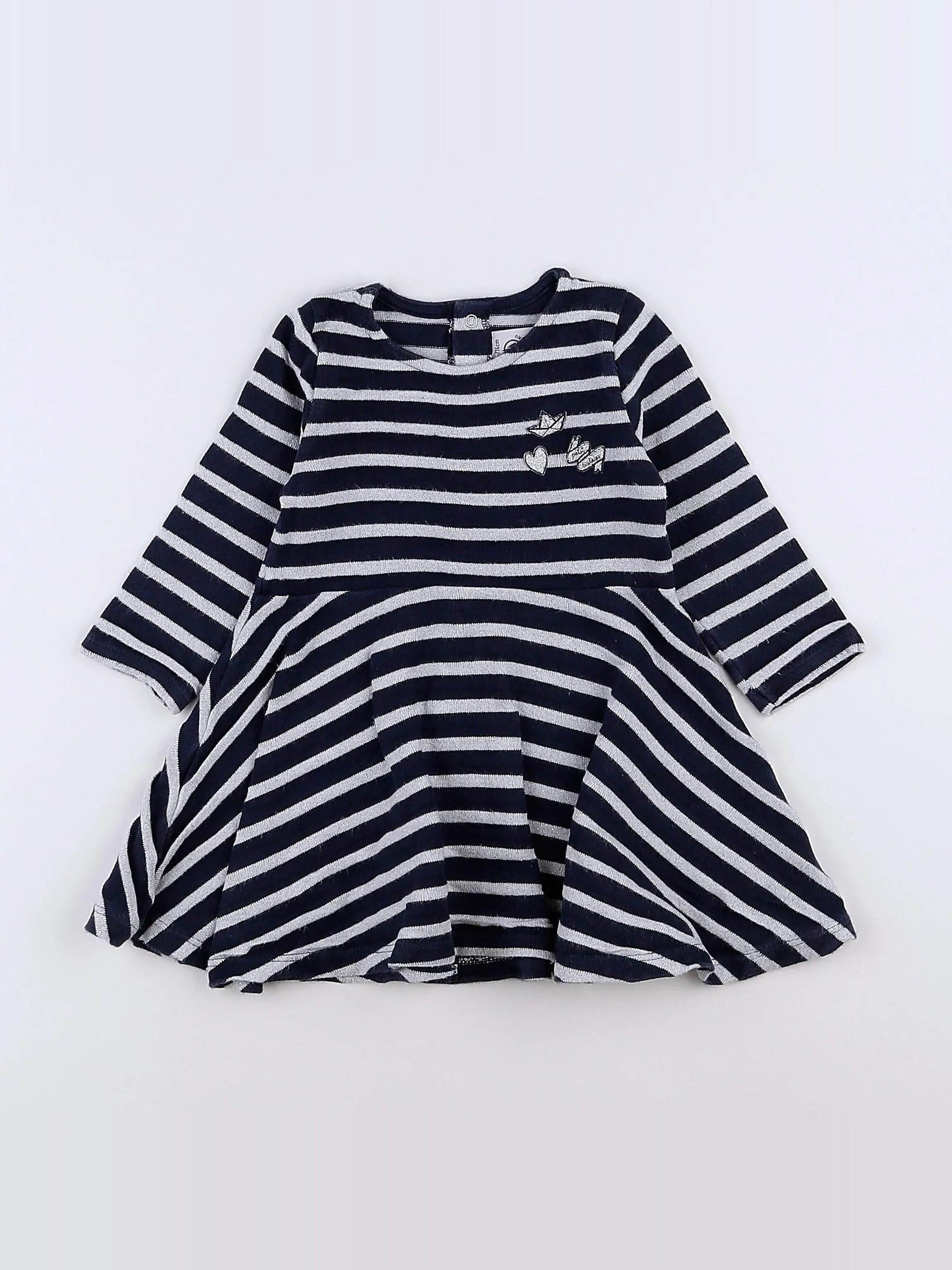 Petit Bateau - robe bleu, argent - 12 mois