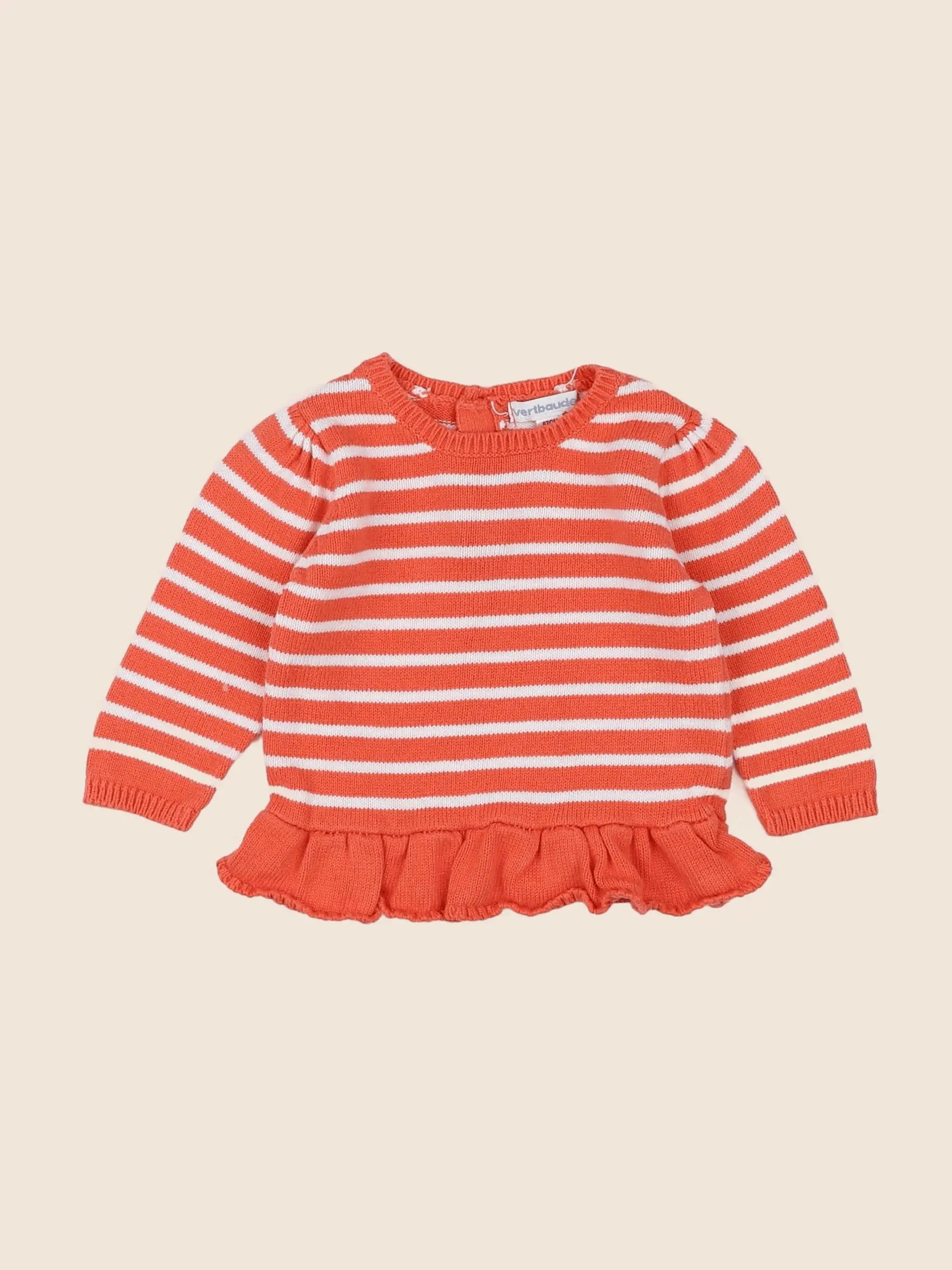 Vertbaudet - pull orange - 6 mois