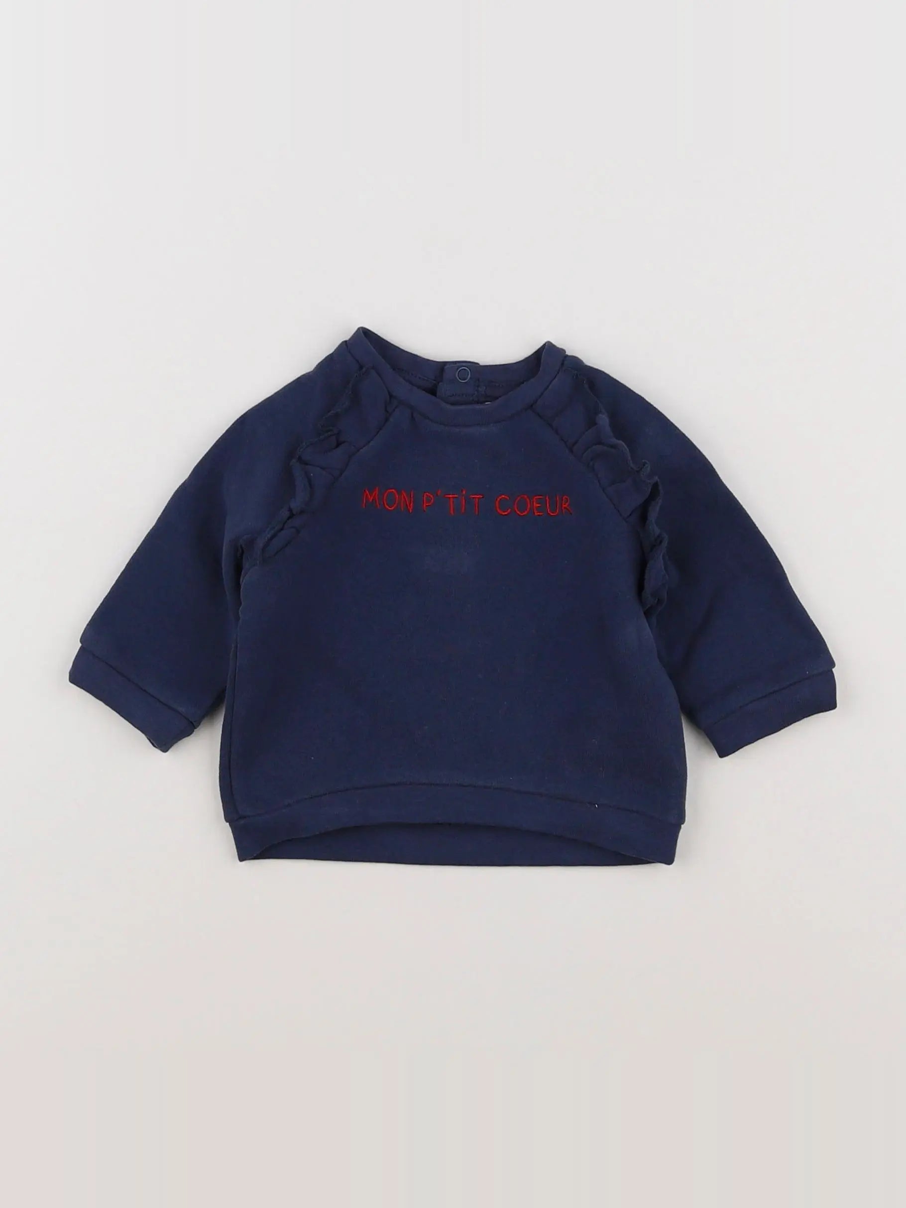 Vertbaudet - sweat bleu, rouge - 6 mois
