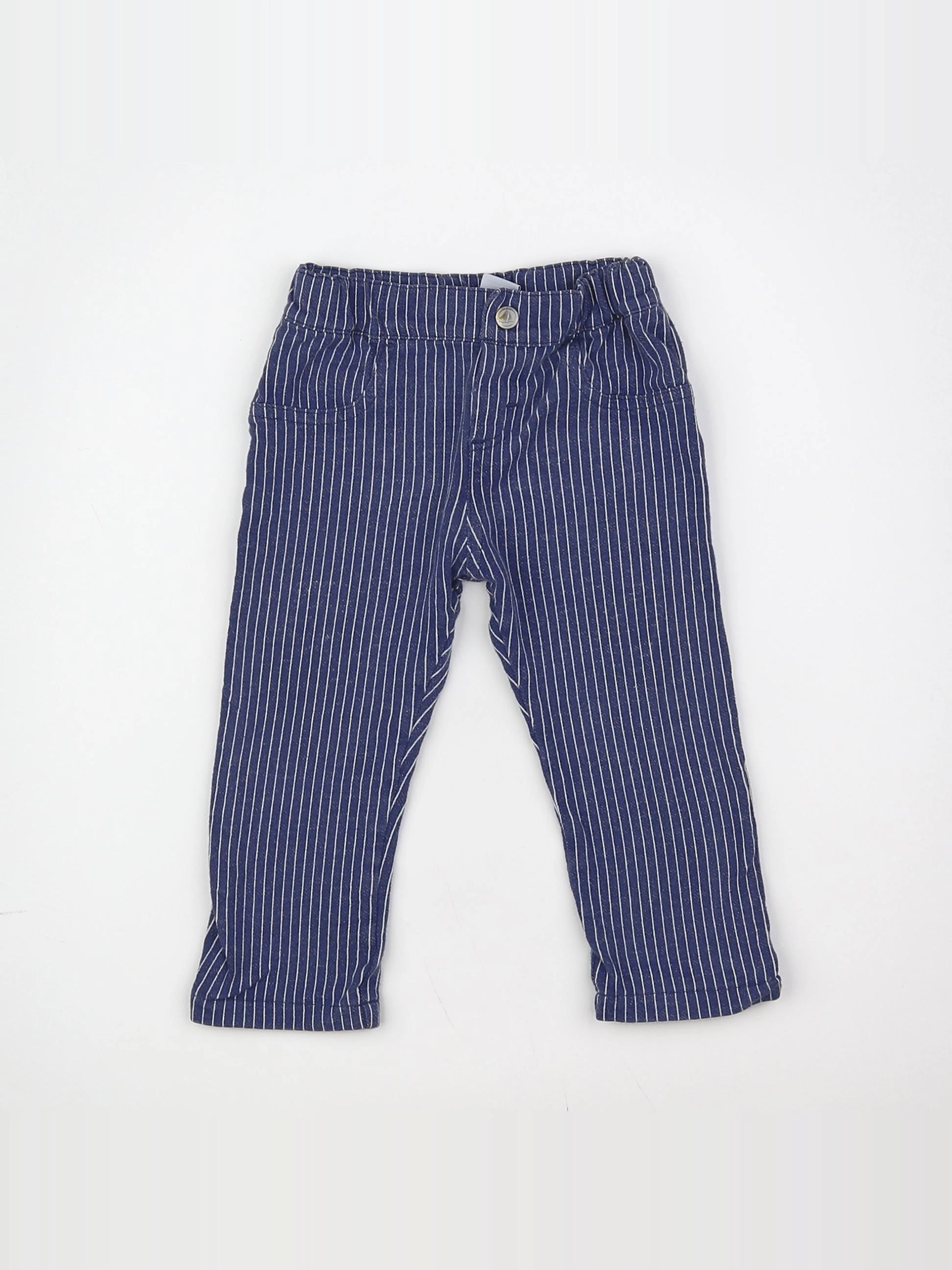 Petit Bateau - pantalon bleu - 12 mois
