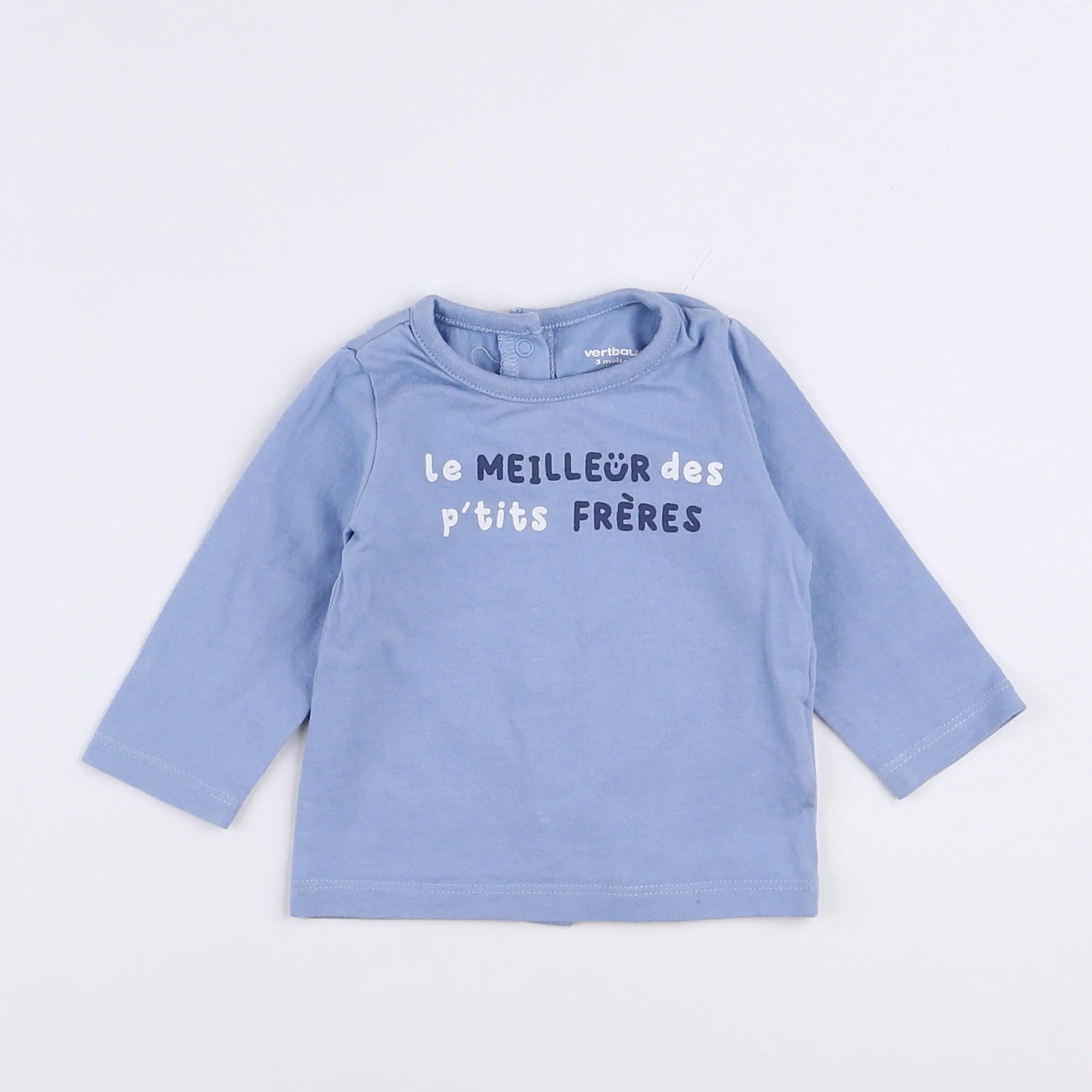 Vertbaudet - tee-shirt bleu - 3 mois