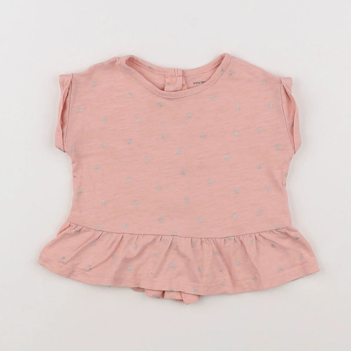 Vertbaudet - tee-shirt rose, argent - 9 mois