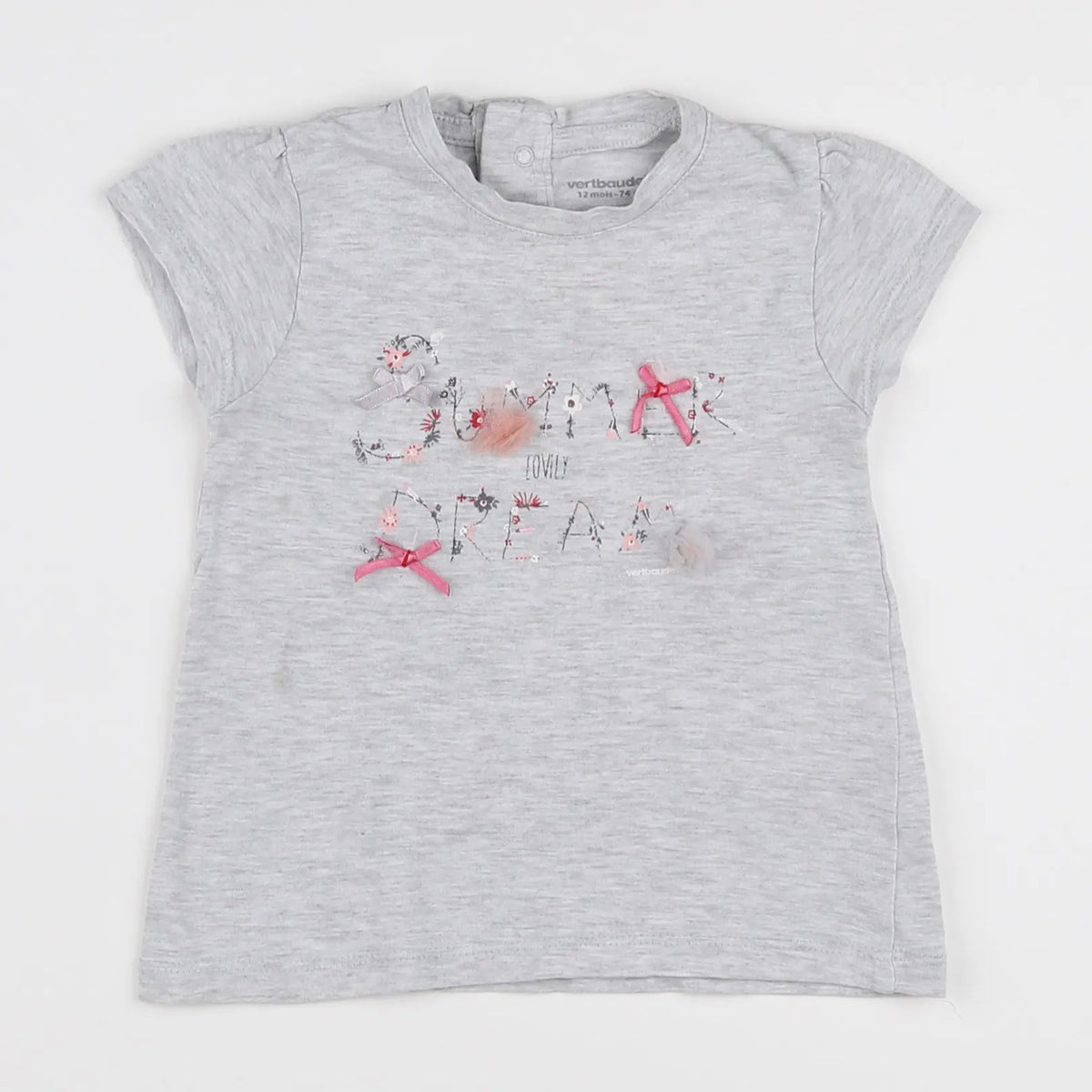Vertbaudet - tee-shirt gris - 12 mois