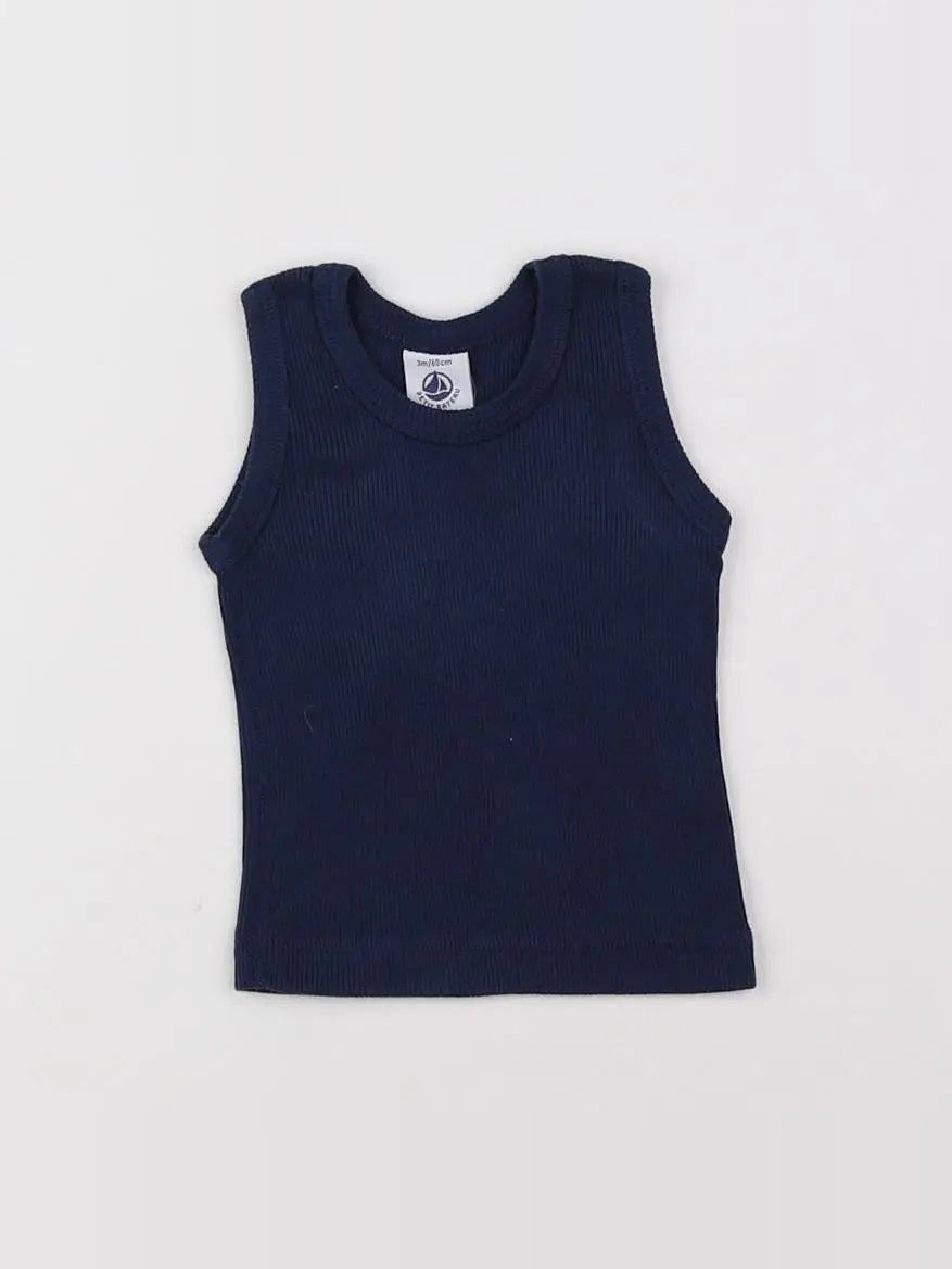 Petit Bateau - maillot de corps bleu - 3 mois