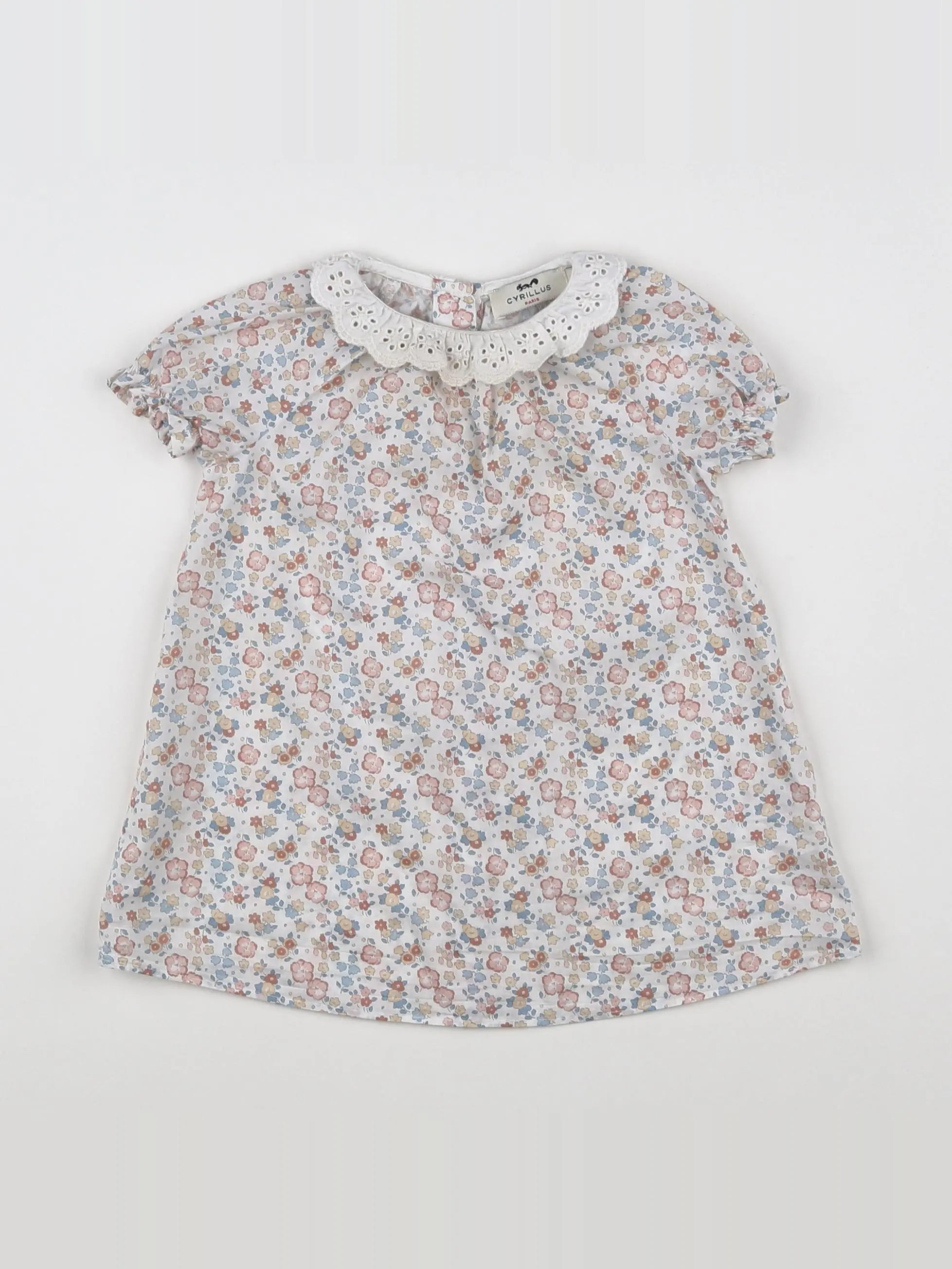 Cyrillus - robe blanc, rose - 12 mois