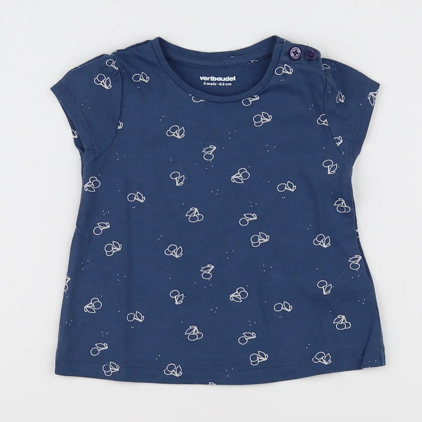 Vertbaudet - tee-shirt bleu, blanc - 3 mois