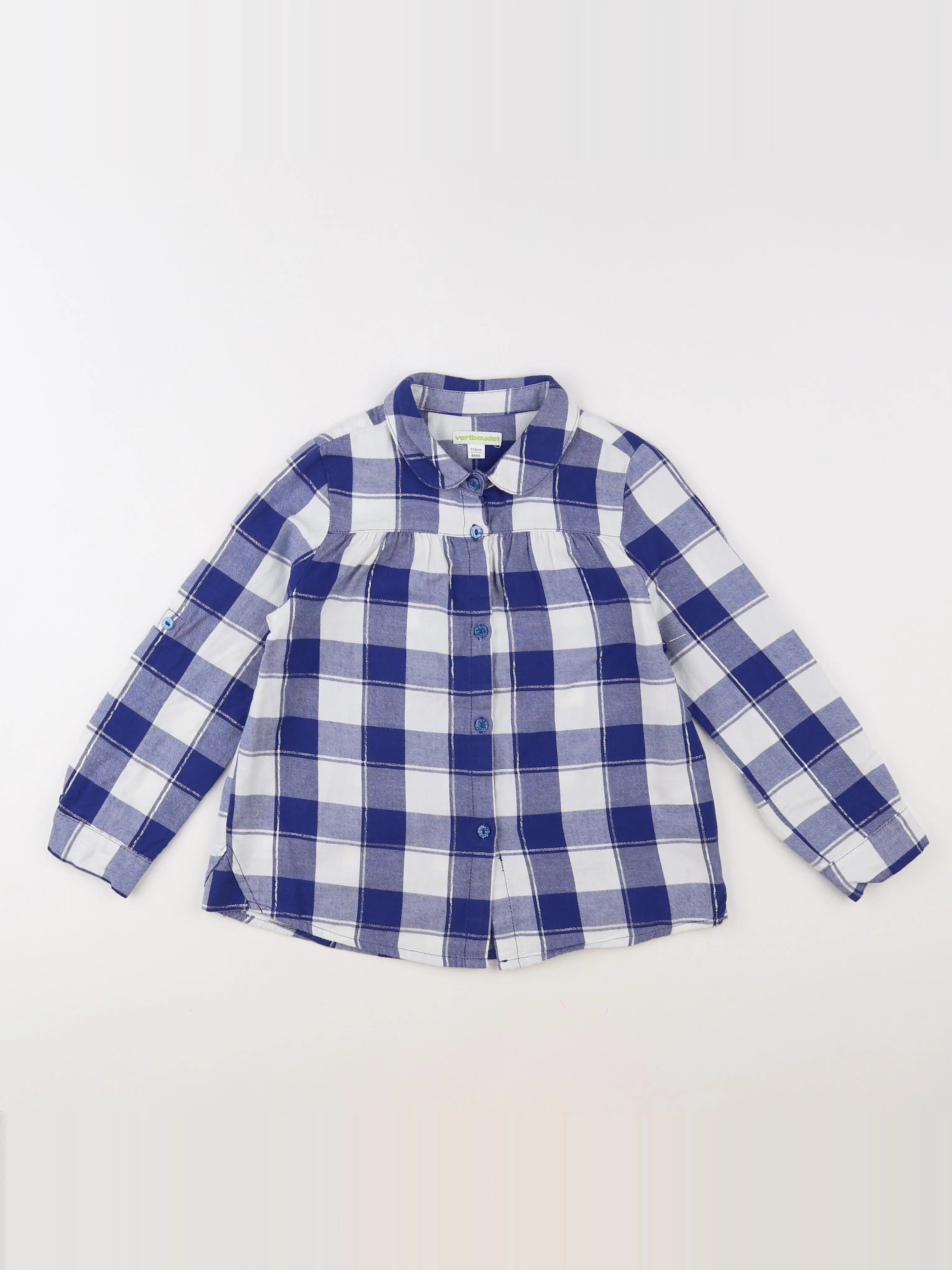 Vertbaudet - chemise blanc, bleu - 6 ans