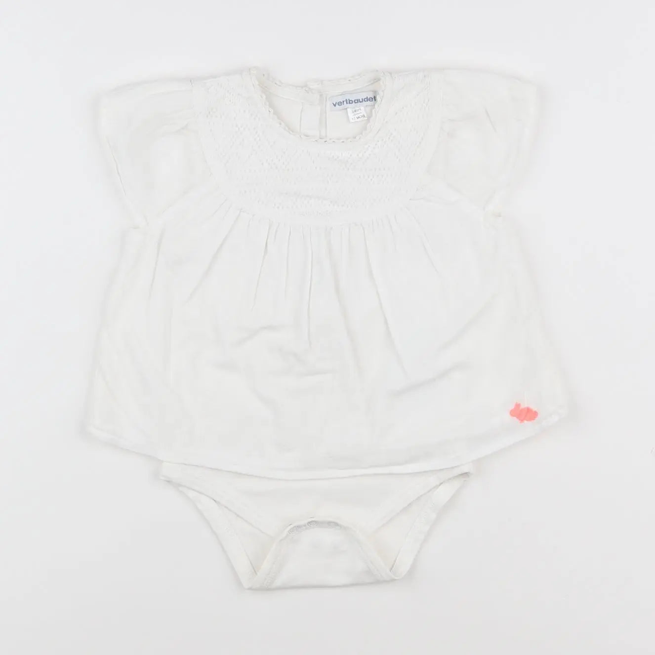 Vertbaudet - body robe blanc - 12 mois
