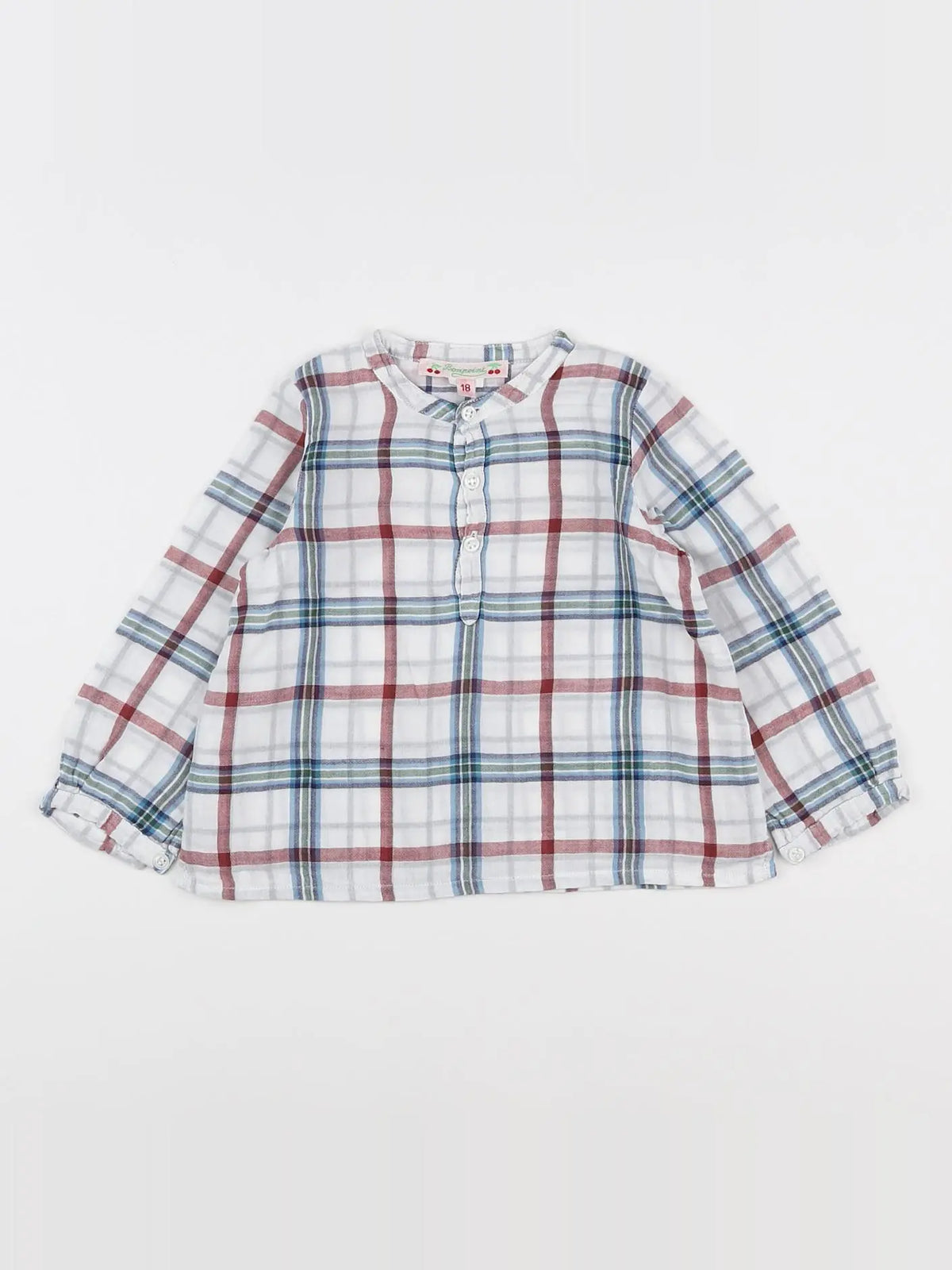 Bonpoint - chemise bleu, rouge - 18 mois