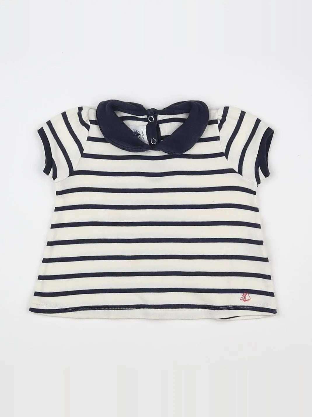 Petit Bateau - tee-shirt blanc, bleu - 12 mois