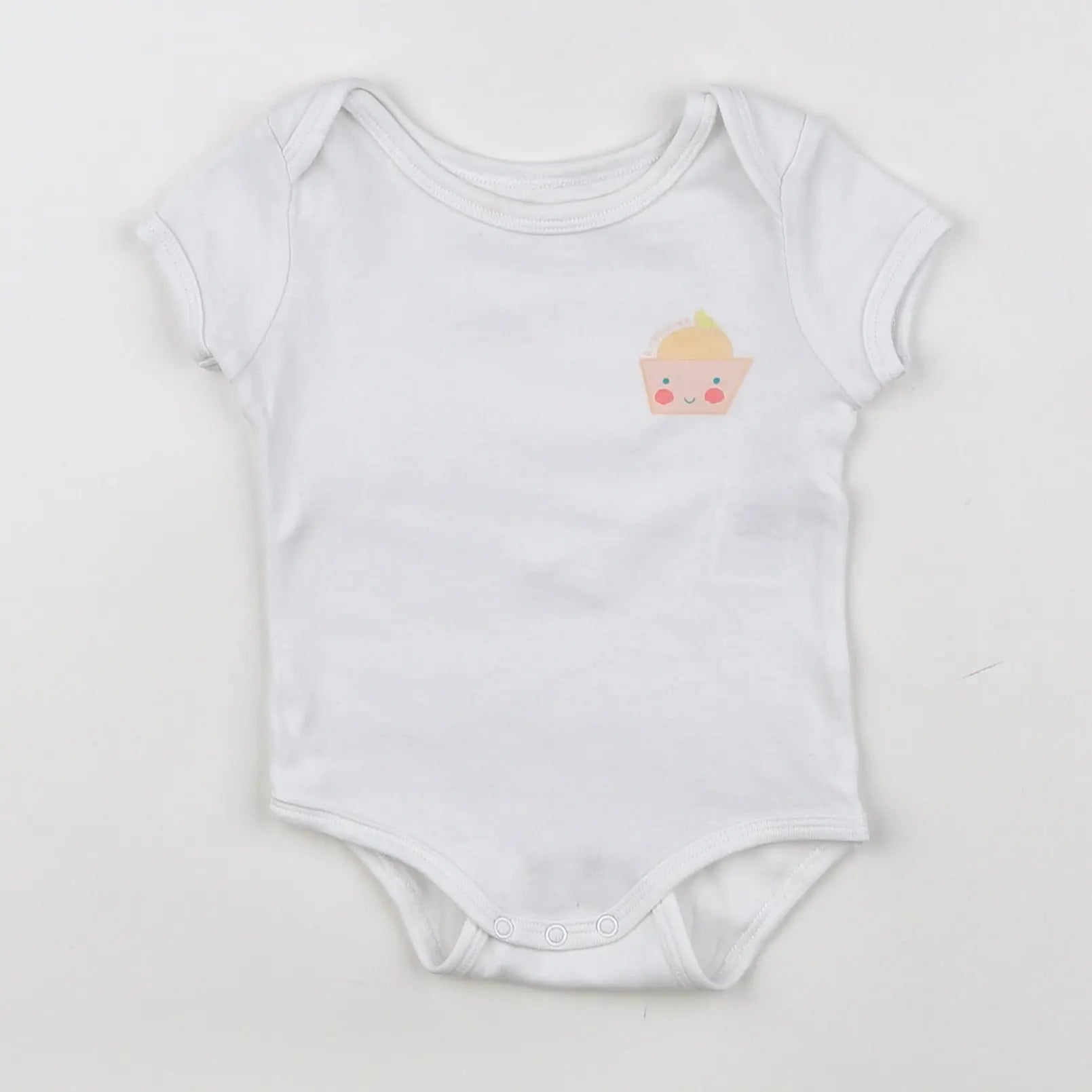 Vertbaudet - body blanc, rose - 6 mois