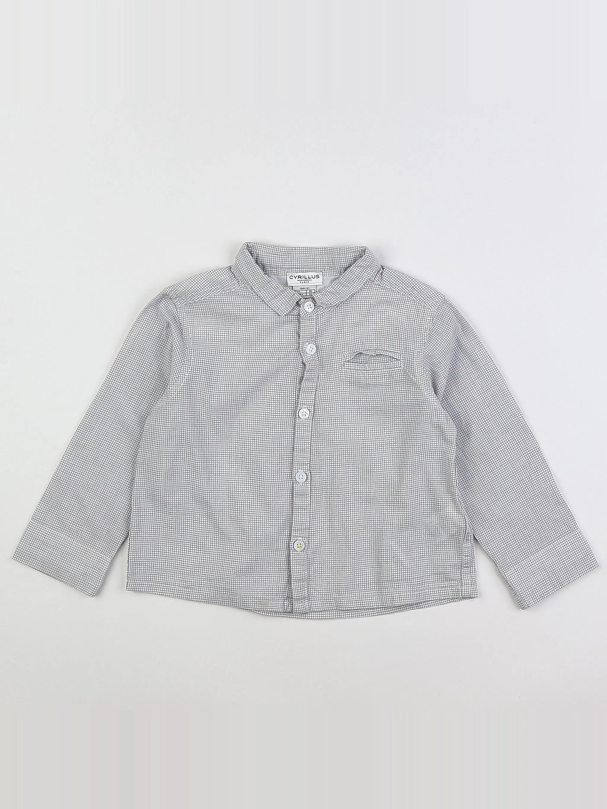 Cyrillus - chemise blanc, bleu - 18 mois