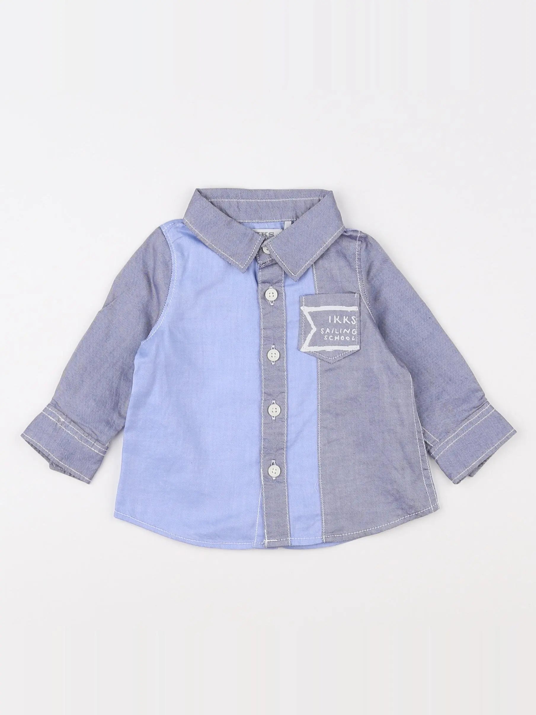 IKKS - chemise bleu, gris - 3 mois