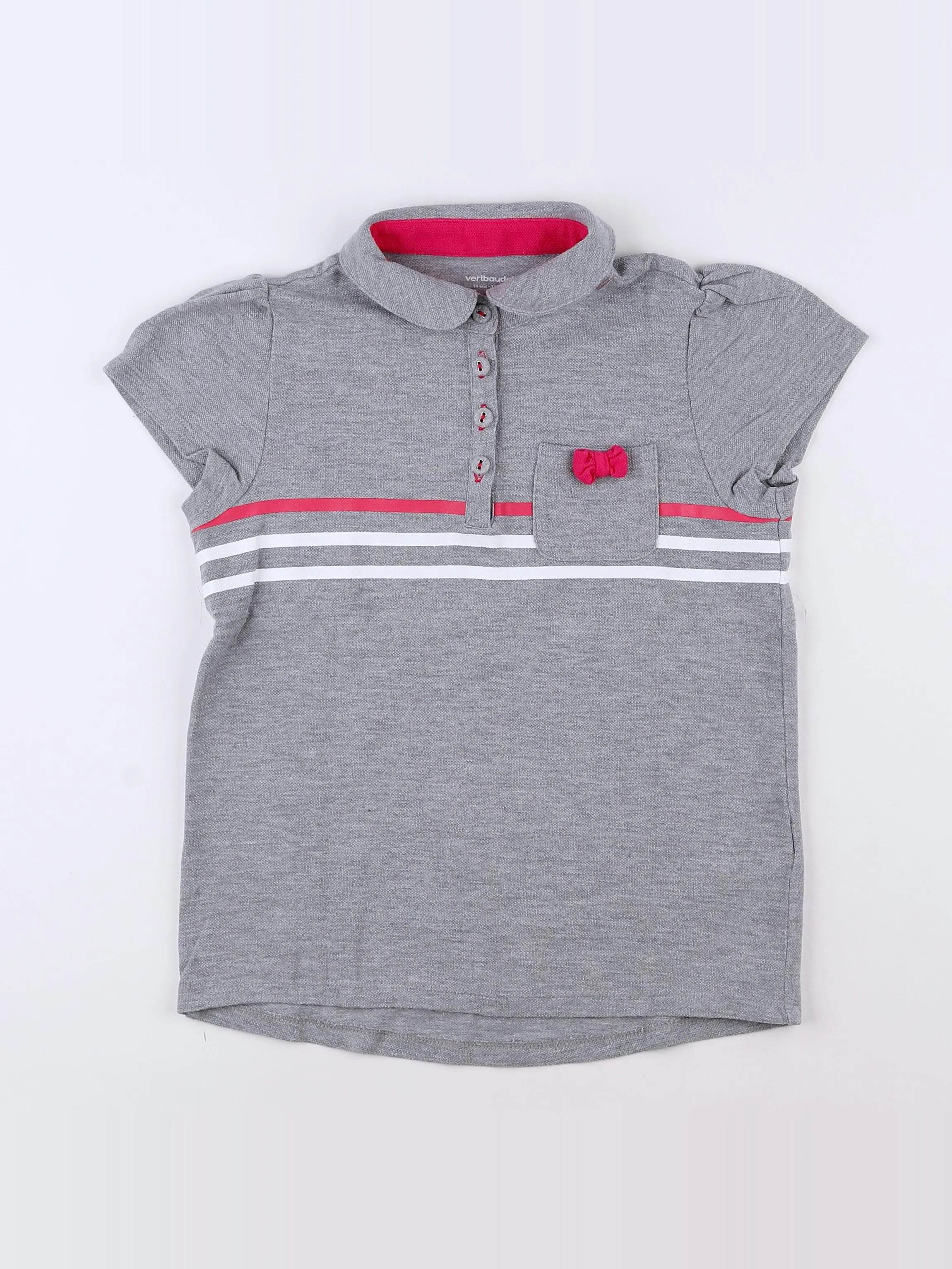 Vertbaudet - polo gris - 10 ans