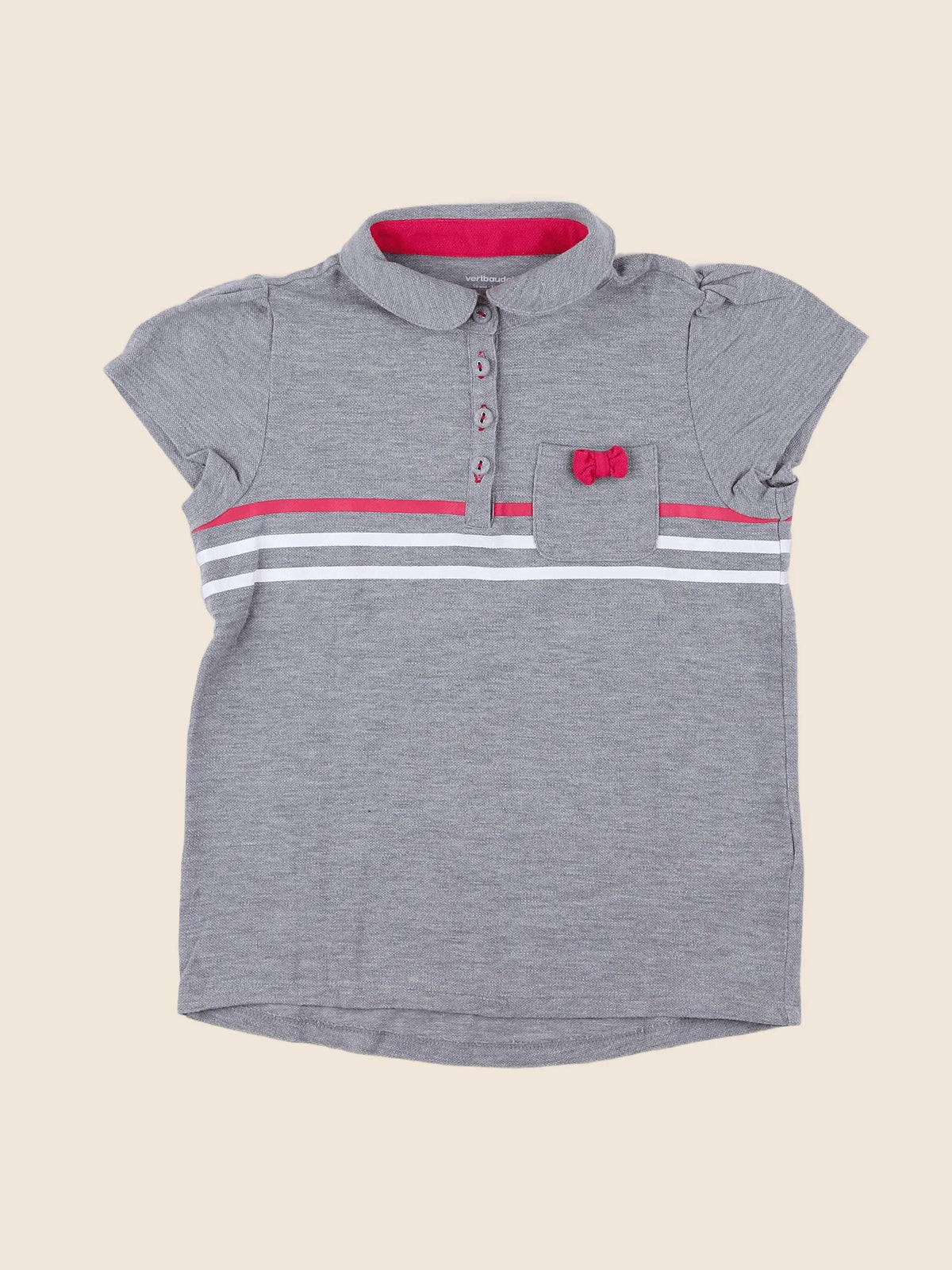 Vertbaudet - polo gris - 10 ans
