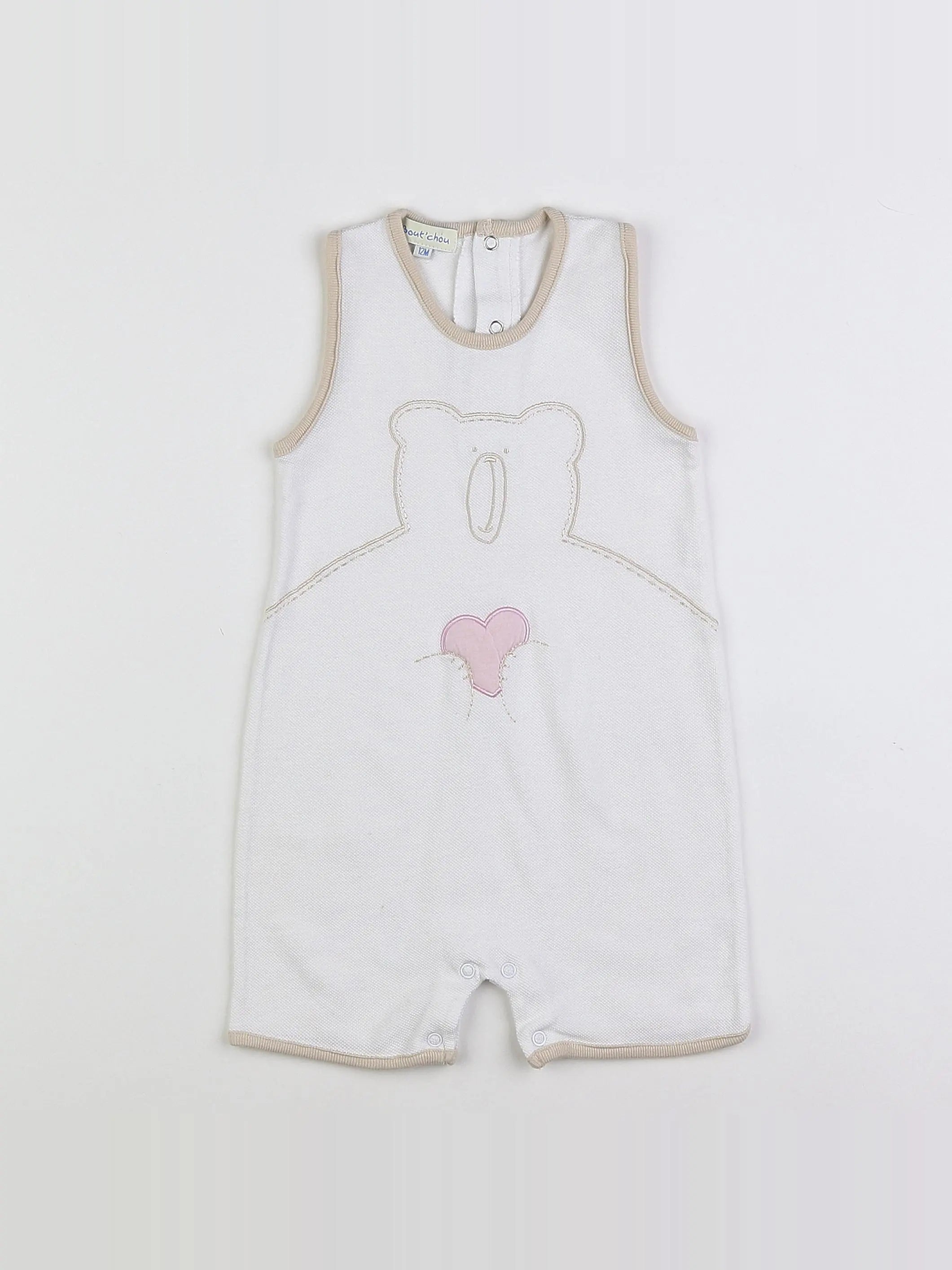 Boutchou - pyjama beige,blanc - 12 mois