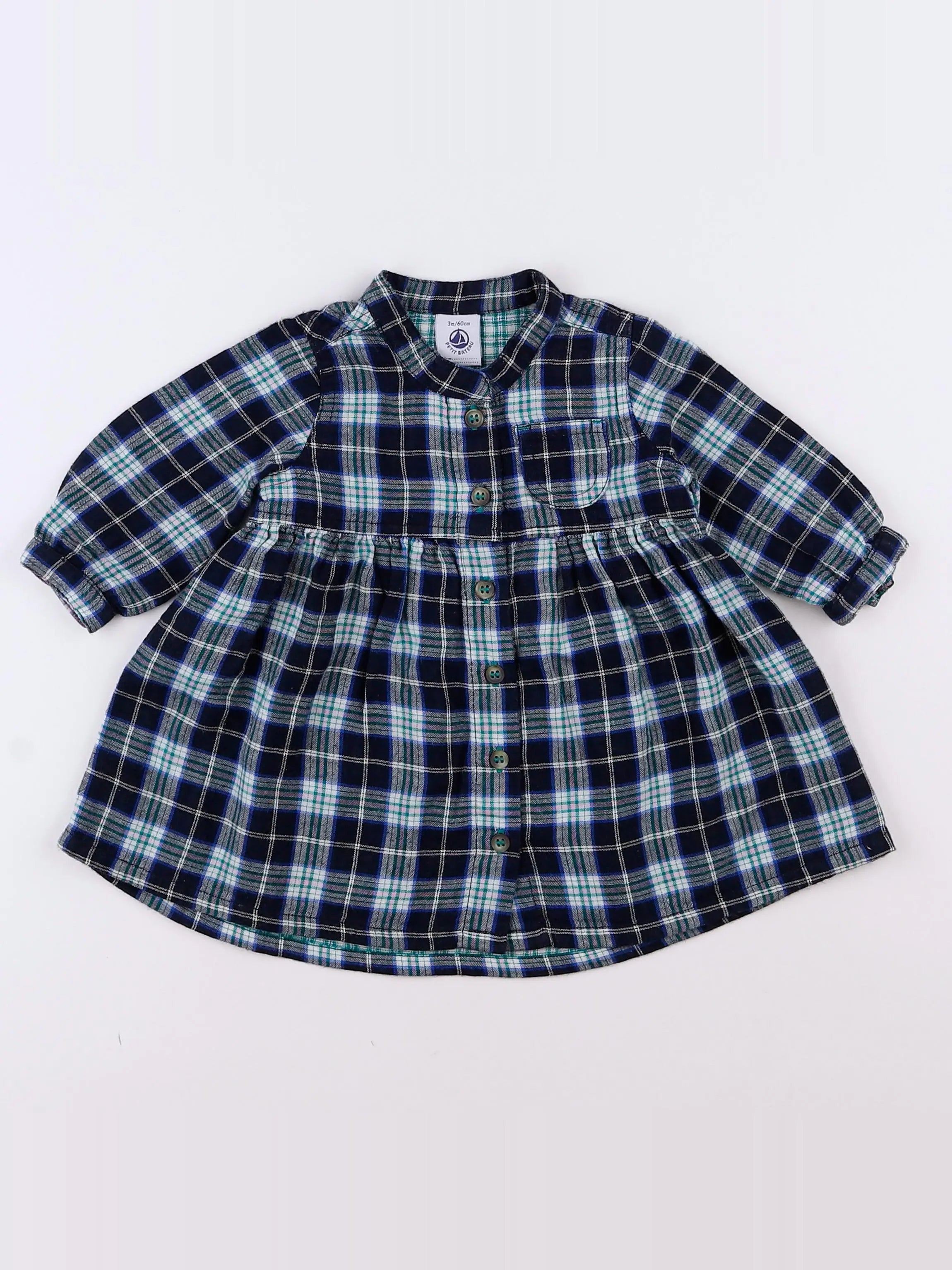 Petit Bateau - robe bleu - 3 mois
