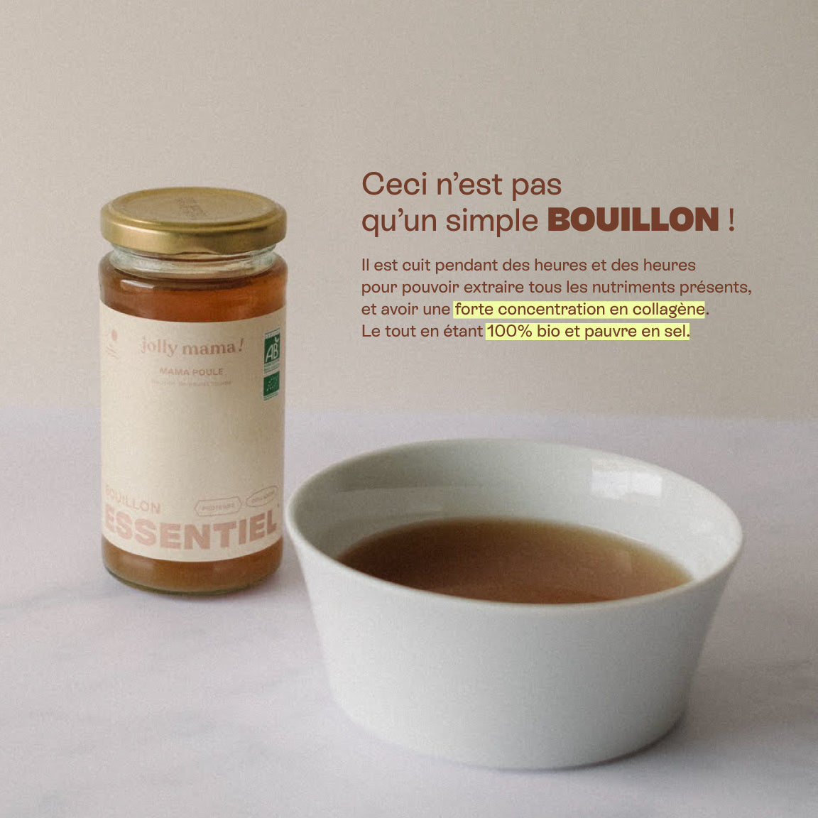 Mama Poule, bone broth naturel – élasticité de la peau, pousse des cheveux, moment bien-être