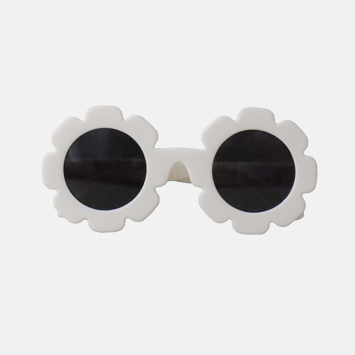 Paire de lunettes de soleil bébé catégorie 4, monture en TPEE blanc en forme de fleur. 