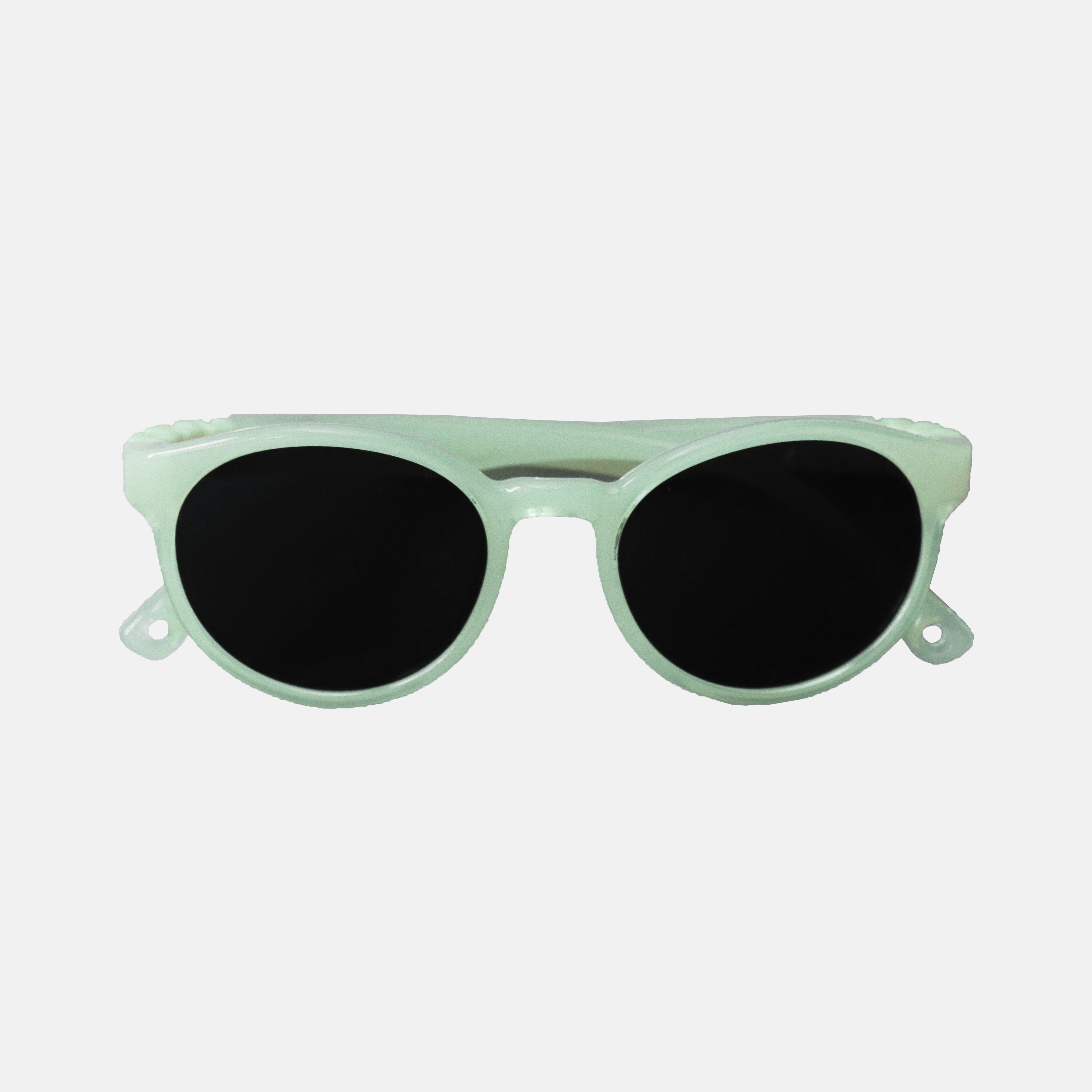 Paire de lunettes de soleil bébé catégorie 4, monture en TPEE sans vis FLEX de couleur vert pale