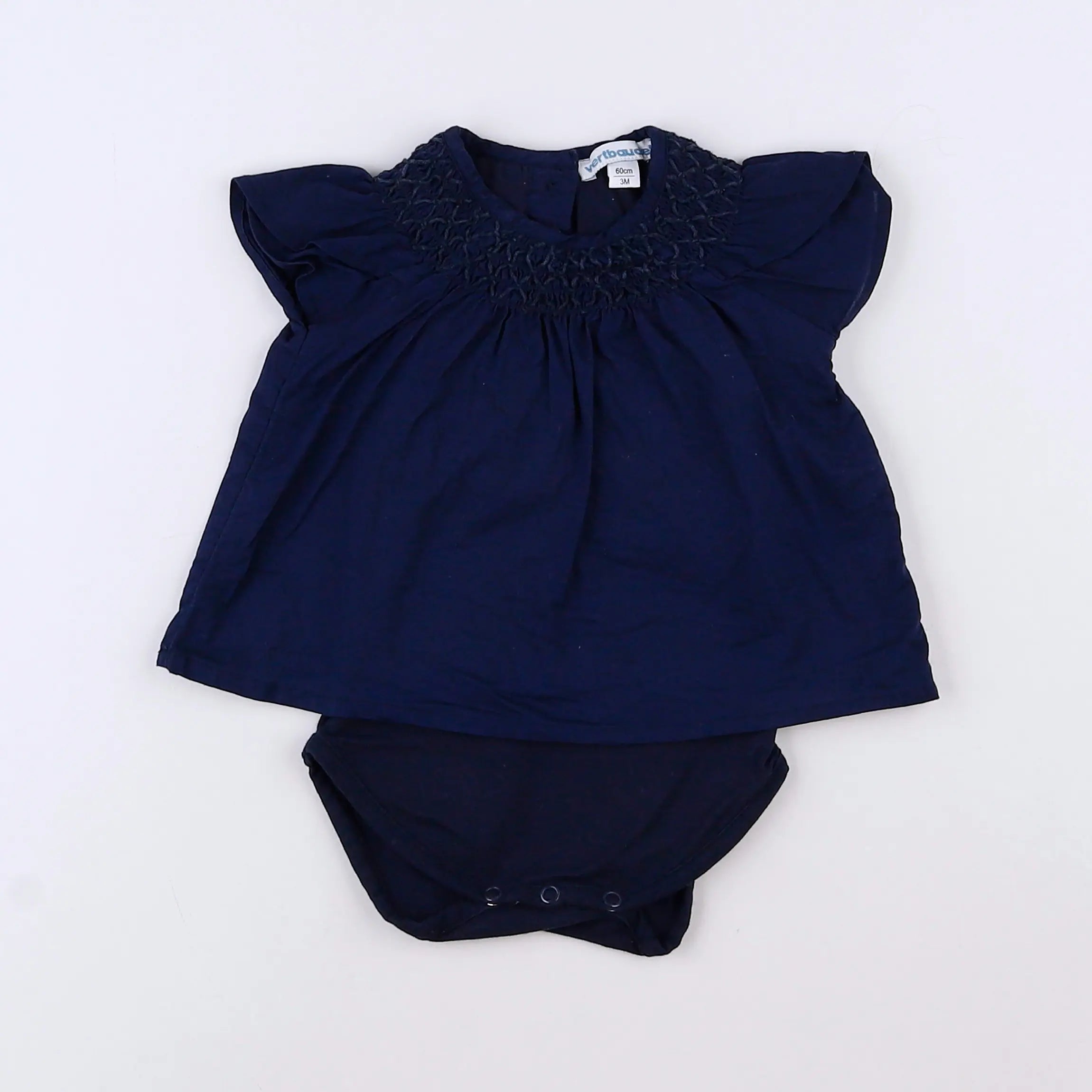 Vertbaudet - body vetement bleu - 3 mois