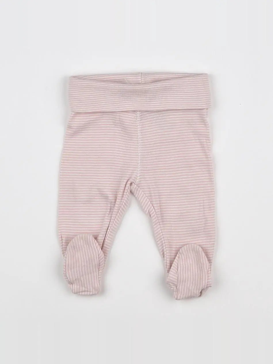 H&M - legging blanc, rose - 1/3 mois