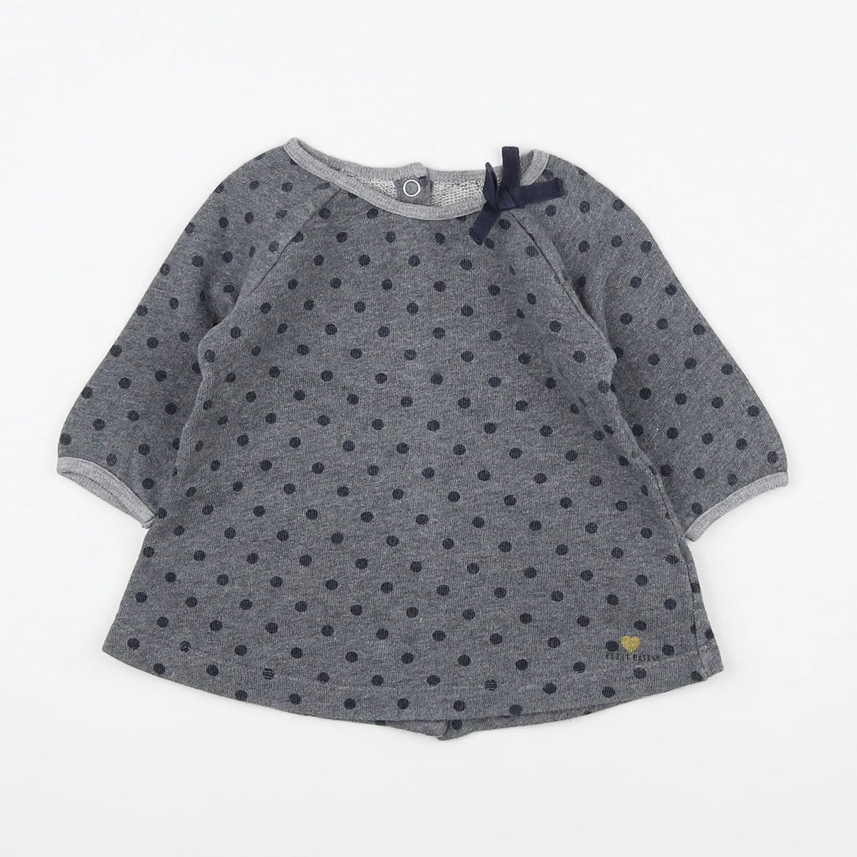 Petit Bateau - robe gris, bleu - 6 mois